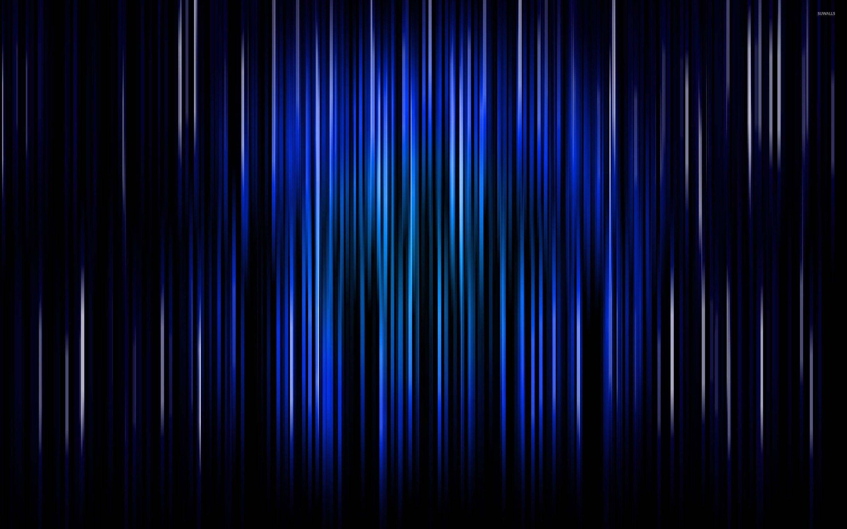 thin blue line bars, vertical blue light streaks, black background, 2K Desktop Wallpaper