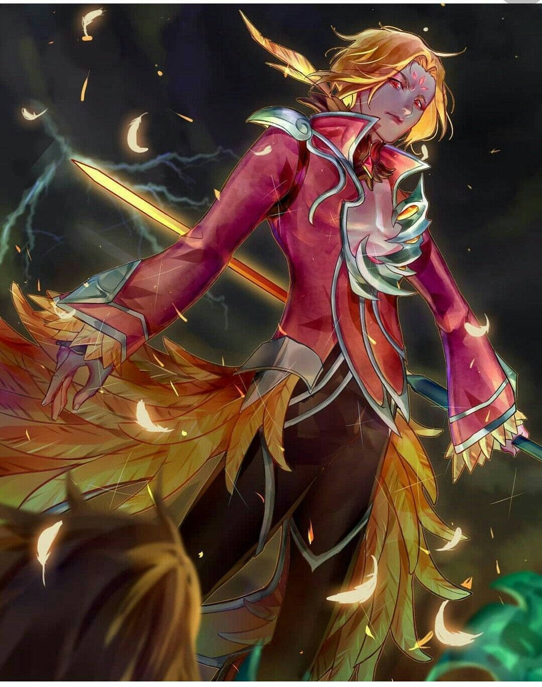Ling ML, flamboyant fiery dance skin, golden-haired anime warrior, HD Phone Wallpaper