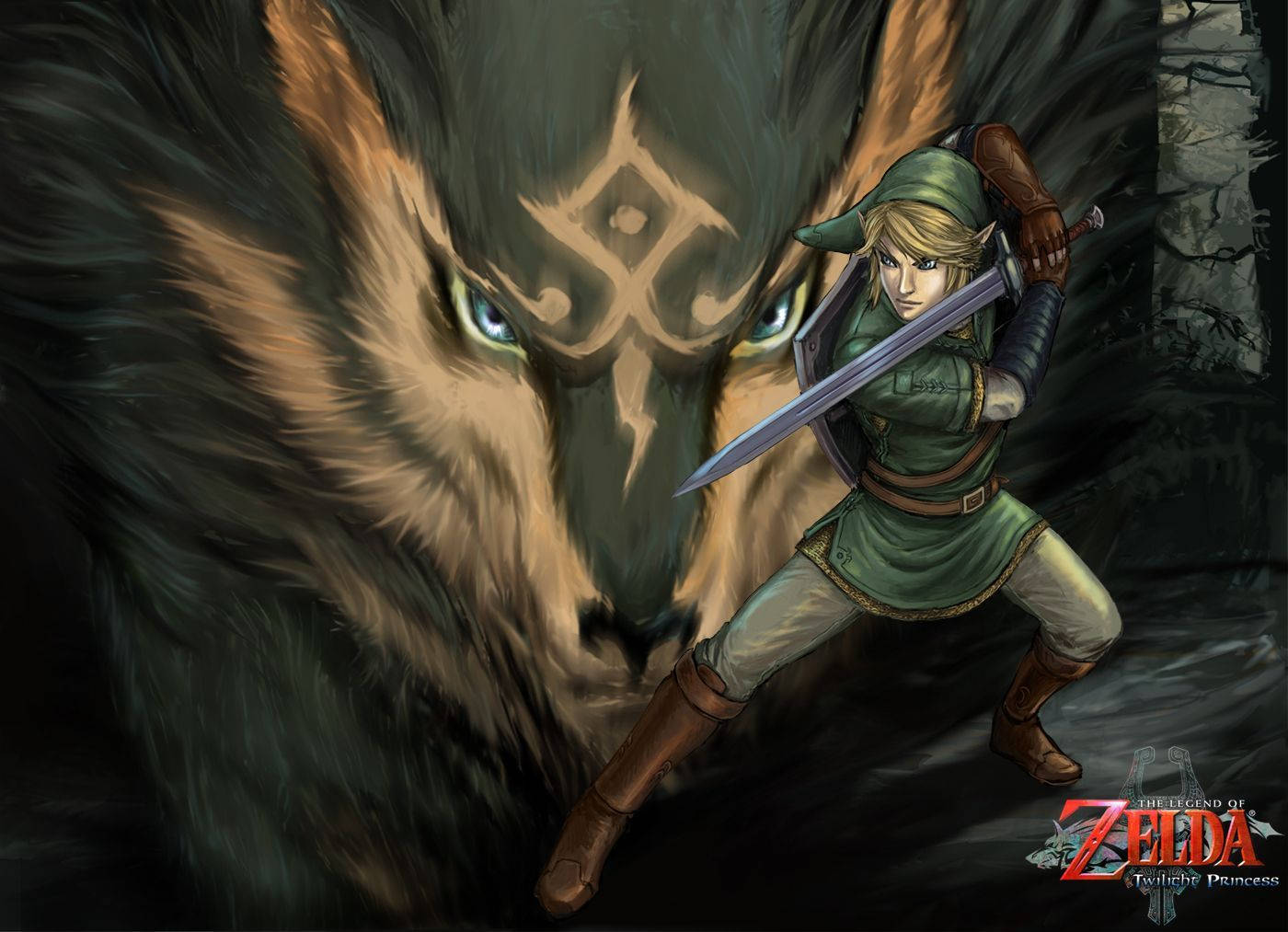 Link, wolf, green tunic, HD Desktop Wallpaper