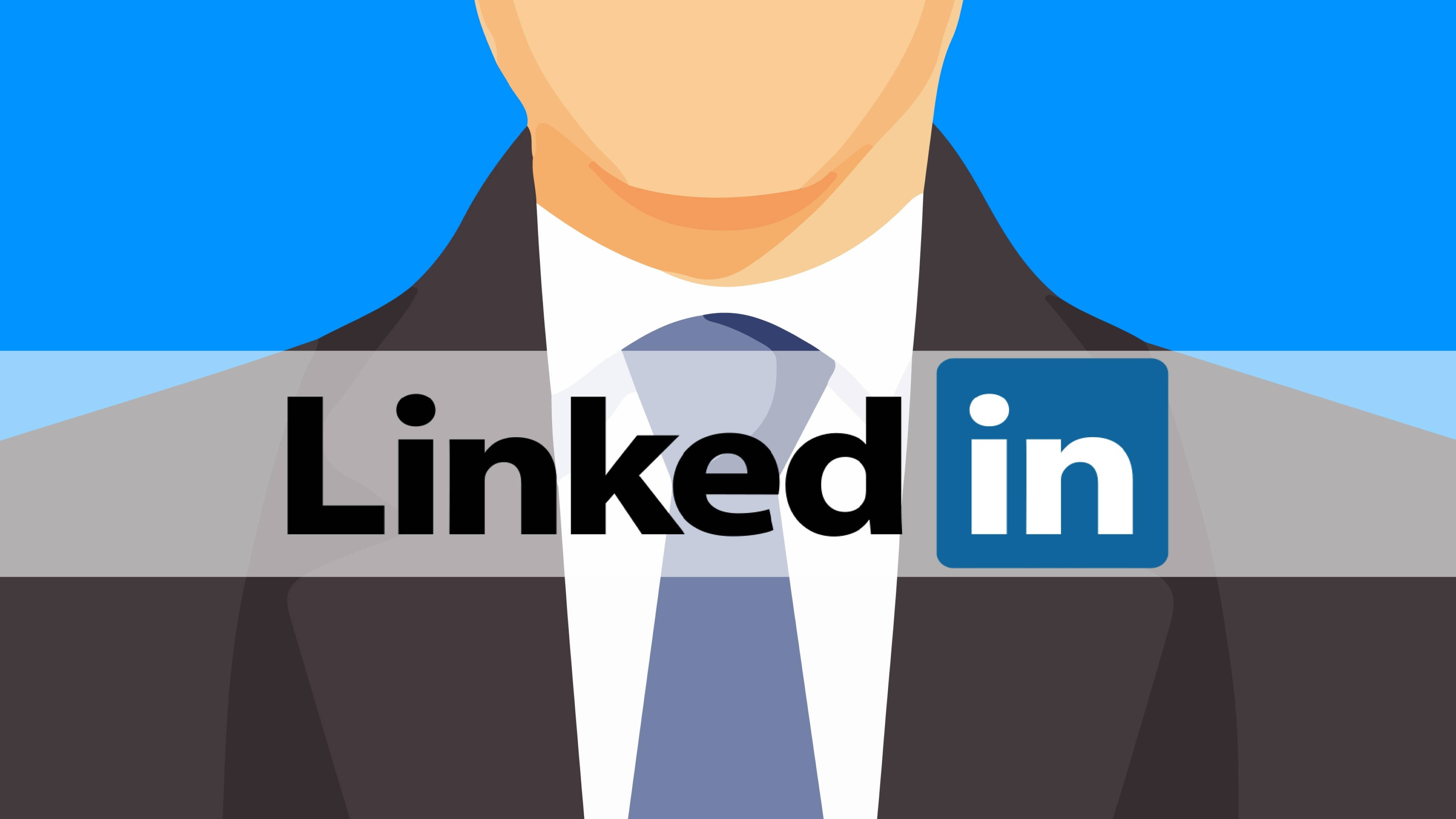 LinkedIn logo, businessman, suit, 4K Desktop Wallpaper