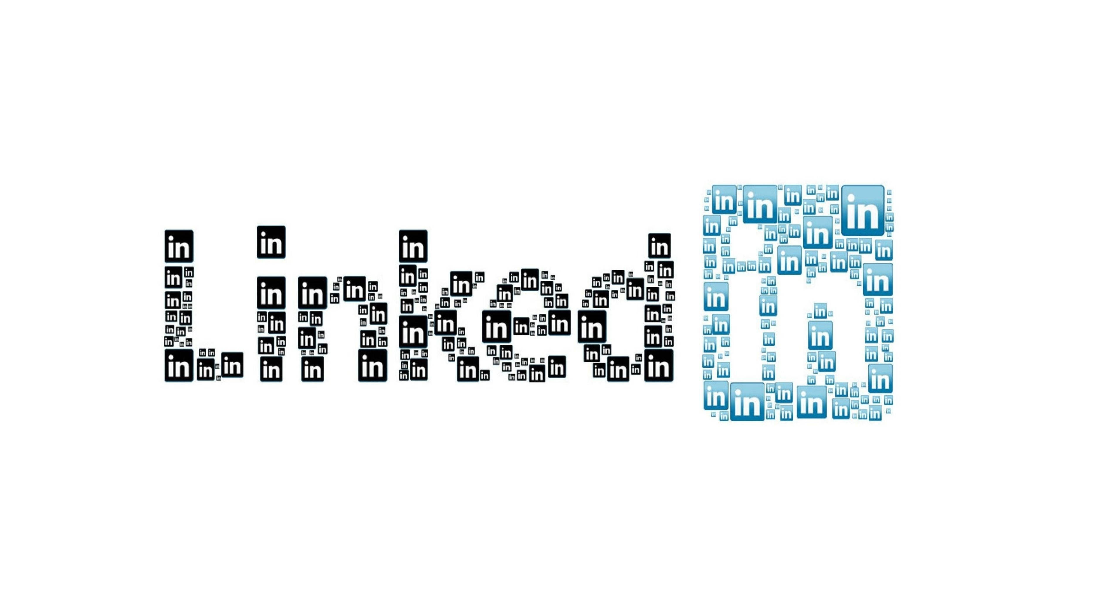 LinkedIn, in logo, black, 2K Desktop Wallpaper