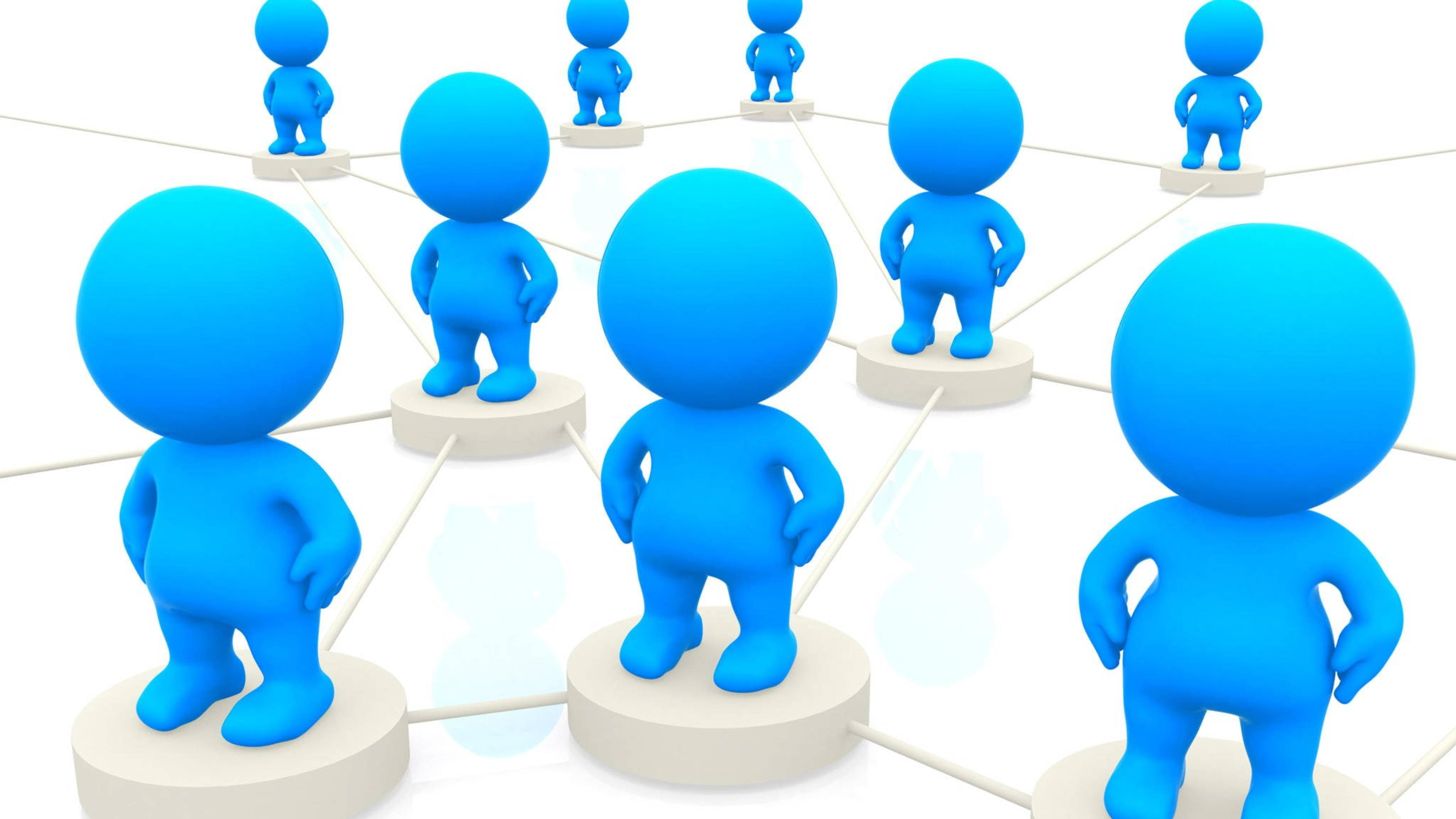 LinkedIn, 3d-rendered figures, circular platforms, 4K Desktop Wallpaper