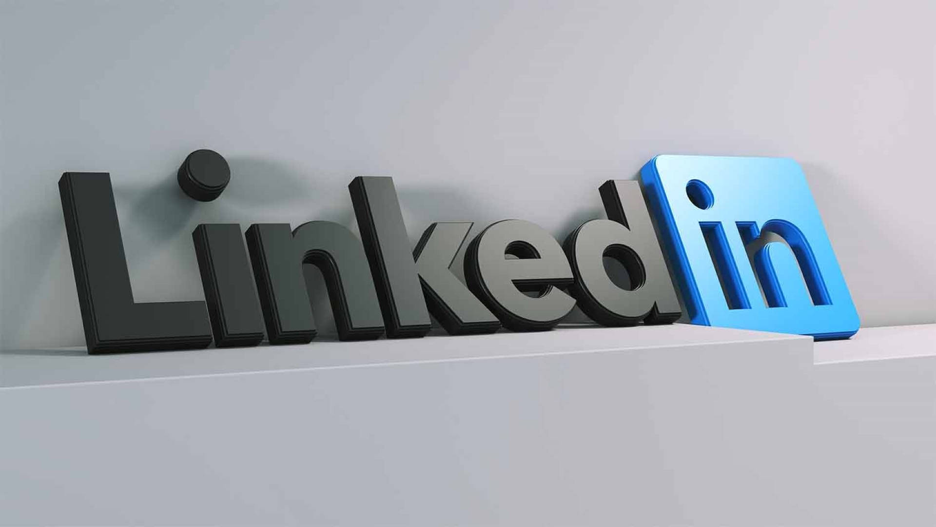 LinkedIn, 3D Wordmark, metallic gray, Full HD Desktop Wallpaper