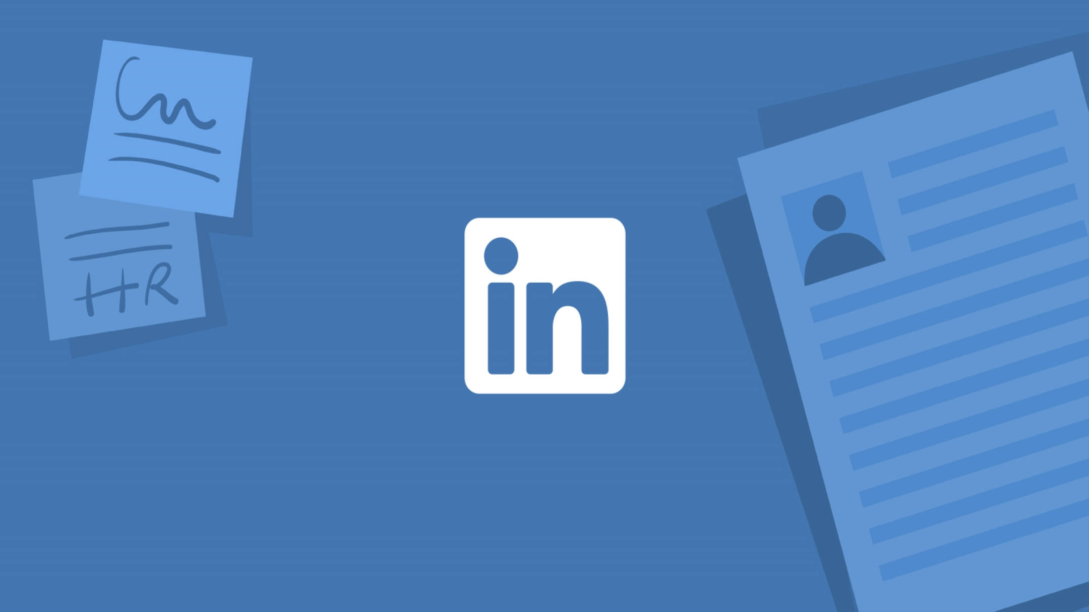 LinkedIn, blue background, sticky notes, Full HD Desktop Wallpaper
