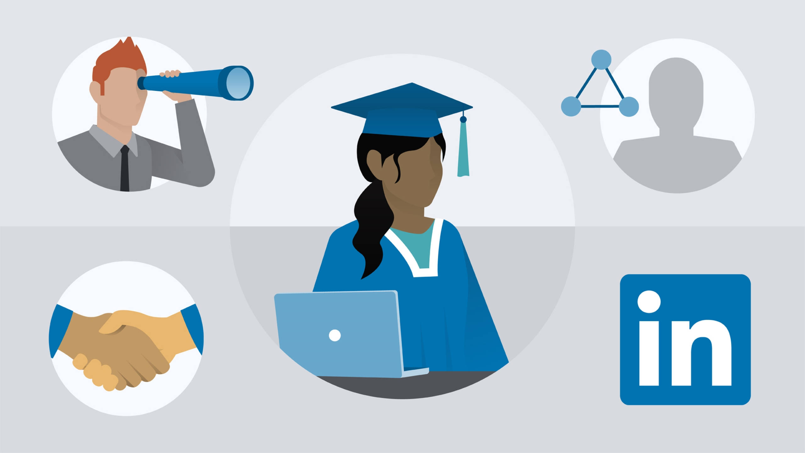 LinkedIn, career path, blue cap and gown, 2K Desktop Wallpaper