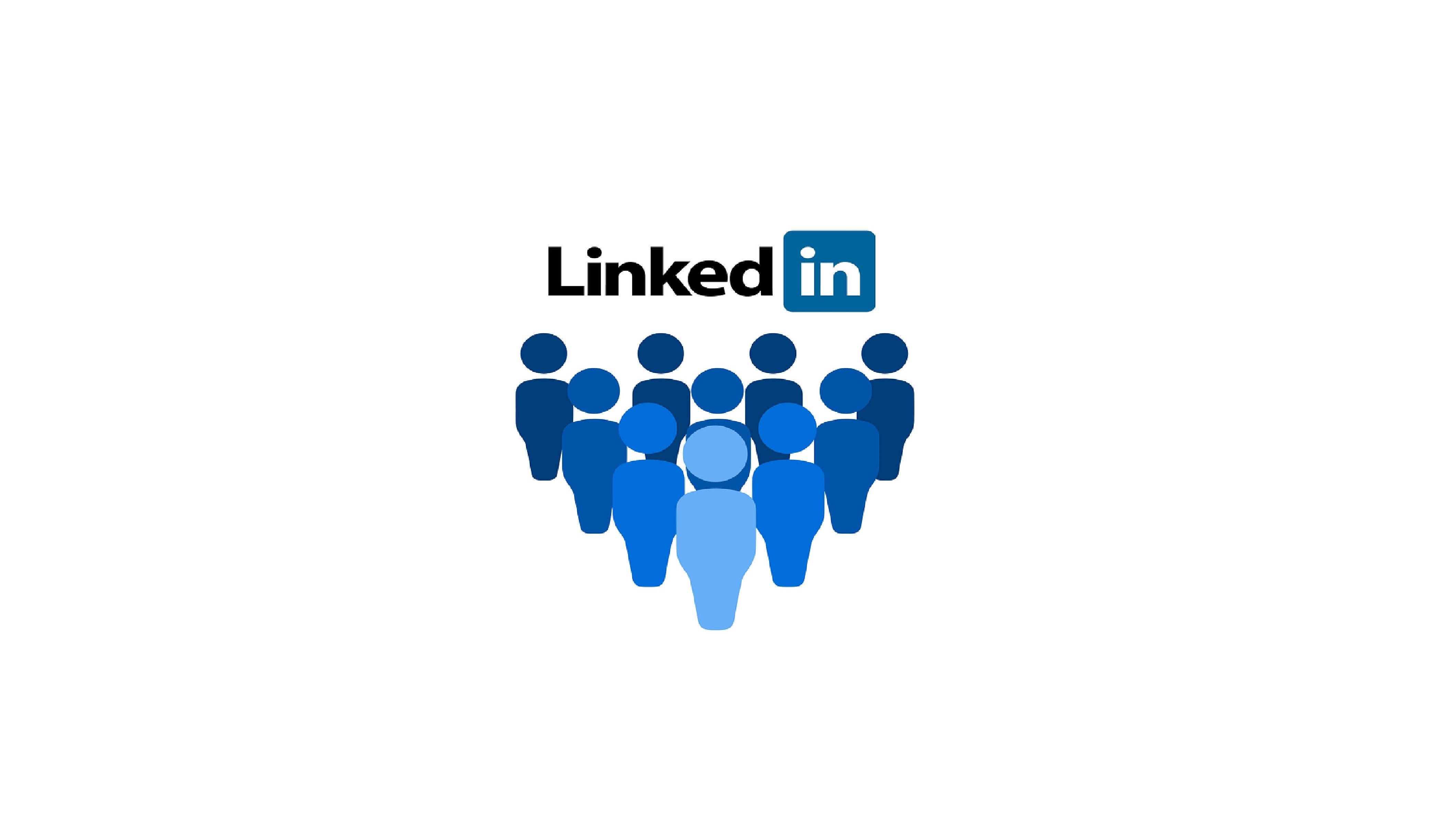 LinkedIn, Blue LinkedIn logo, stylized human figures, 4K Desktop Wallpaper