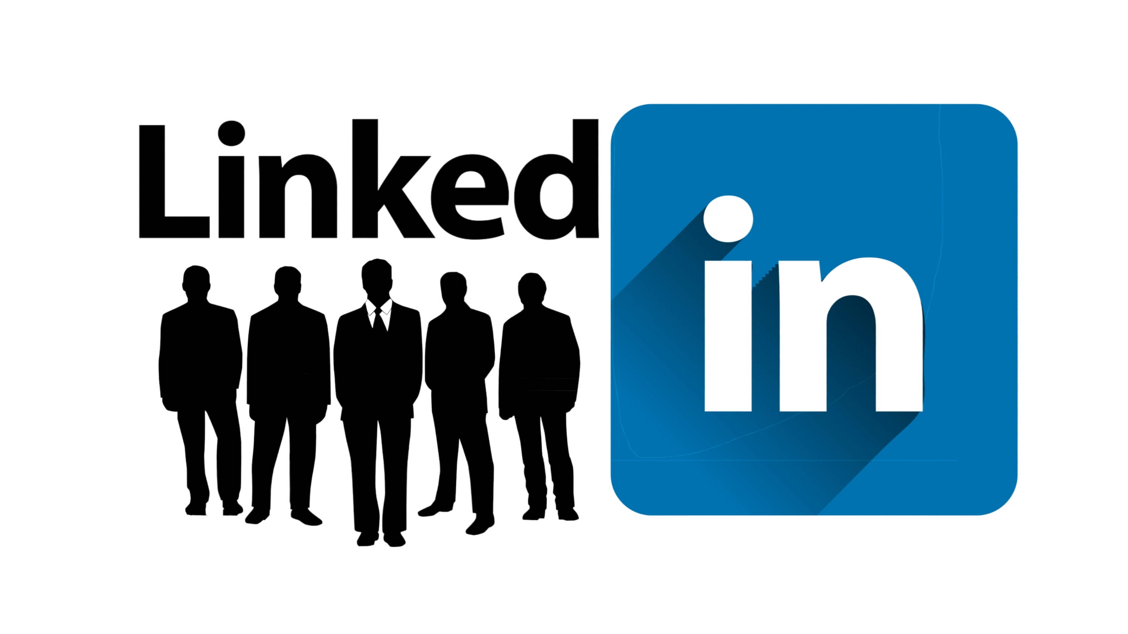 LinkedIn logo, black silhouettes, five business professionals, 4K Desktop Wallpaper