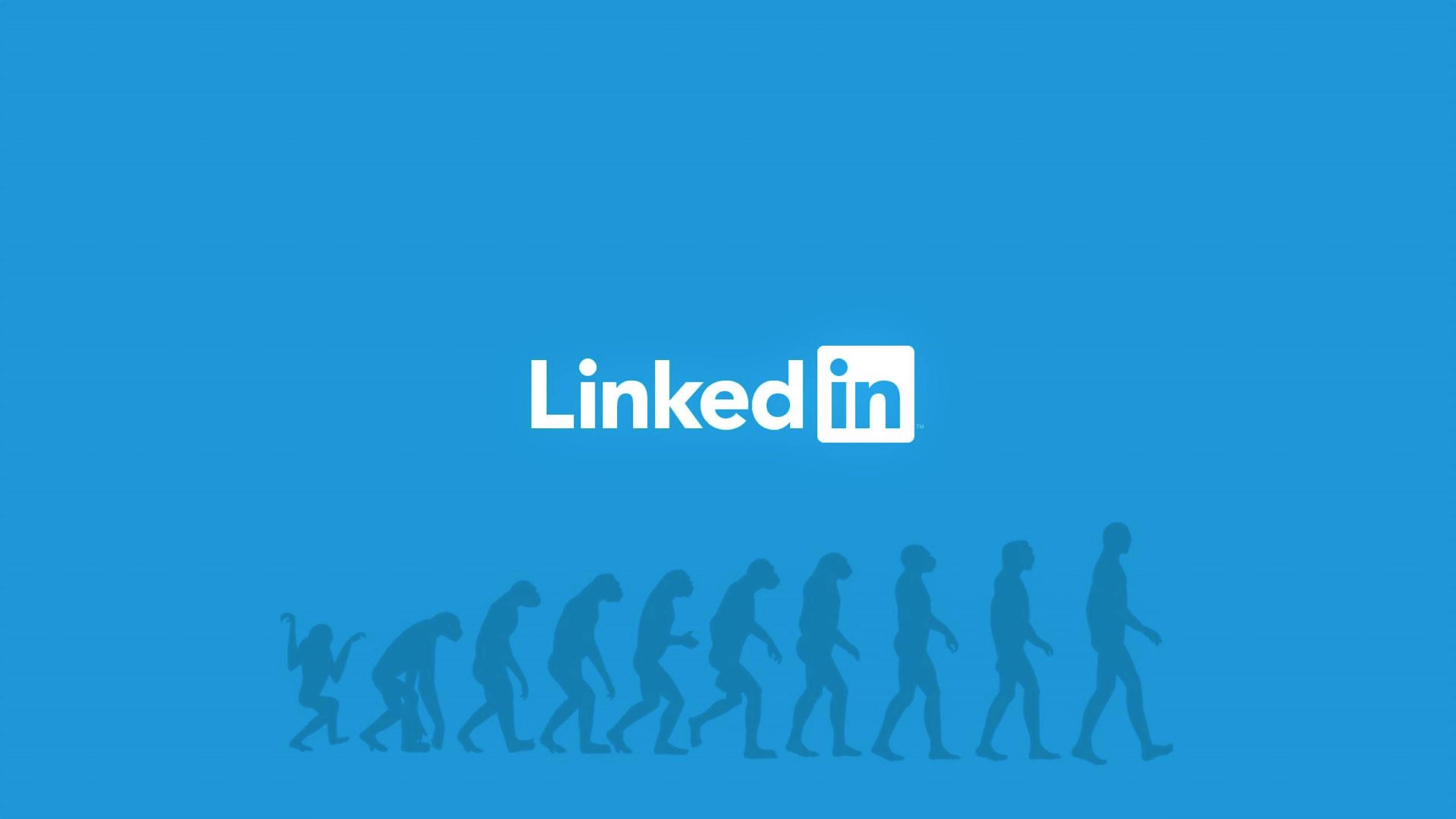 LinkedIn, blue background, white LinkedIn logo, 2K Desktop Wallpaper
