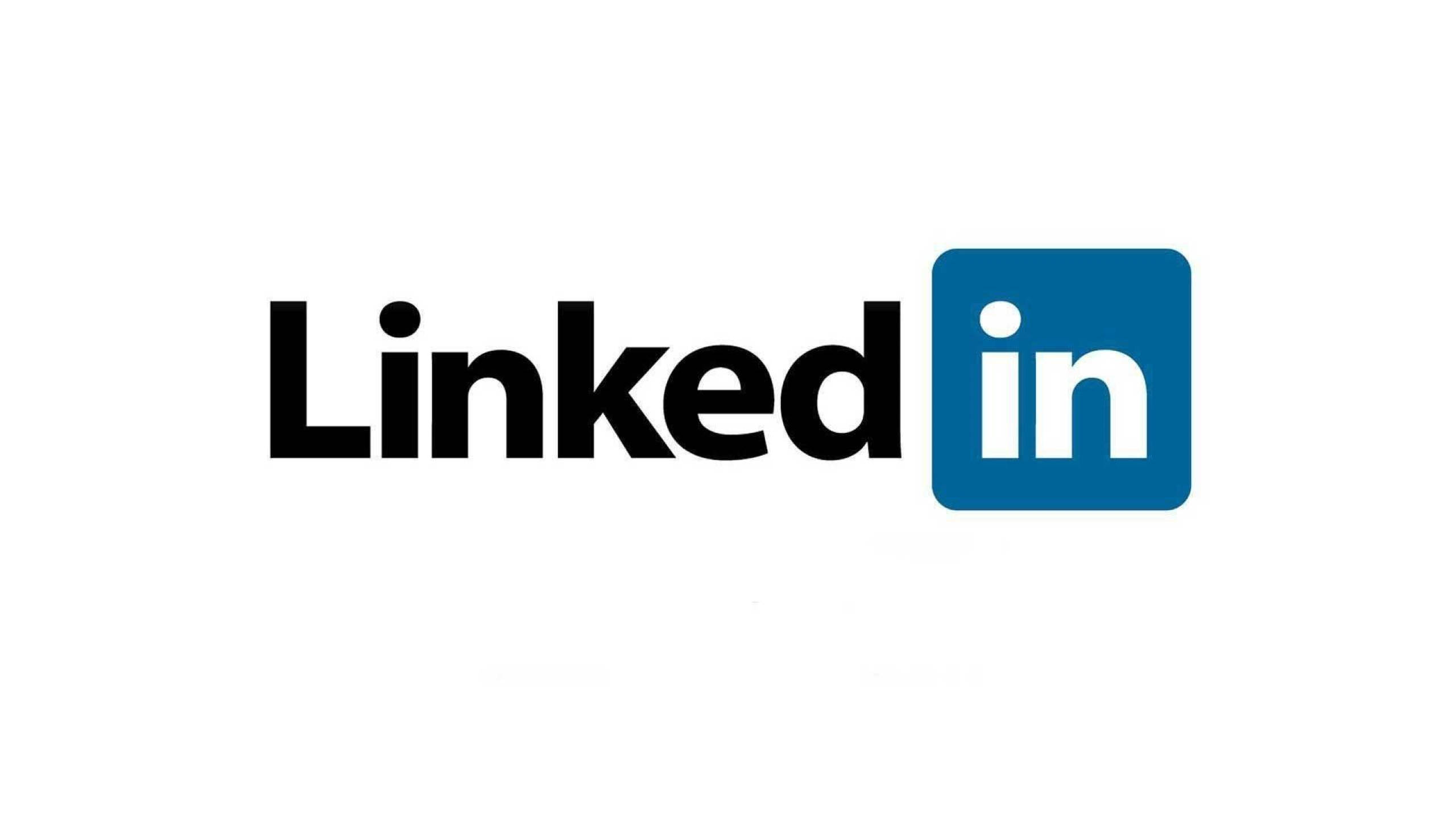 LinkedIn, black text, blue square icon, 2K Desktop Wallpaper