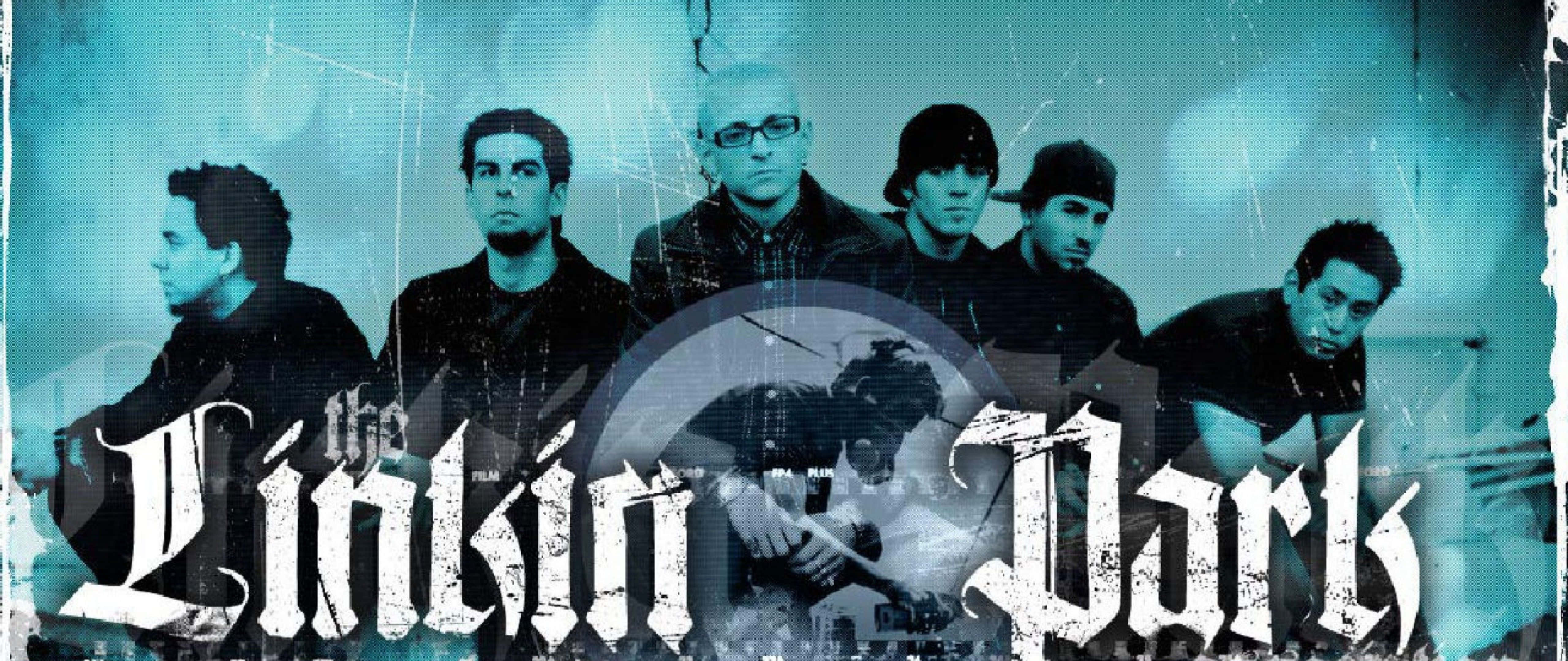 Linkin Park, teal-toned, distressed textures, 5K Desktop Wallpaper