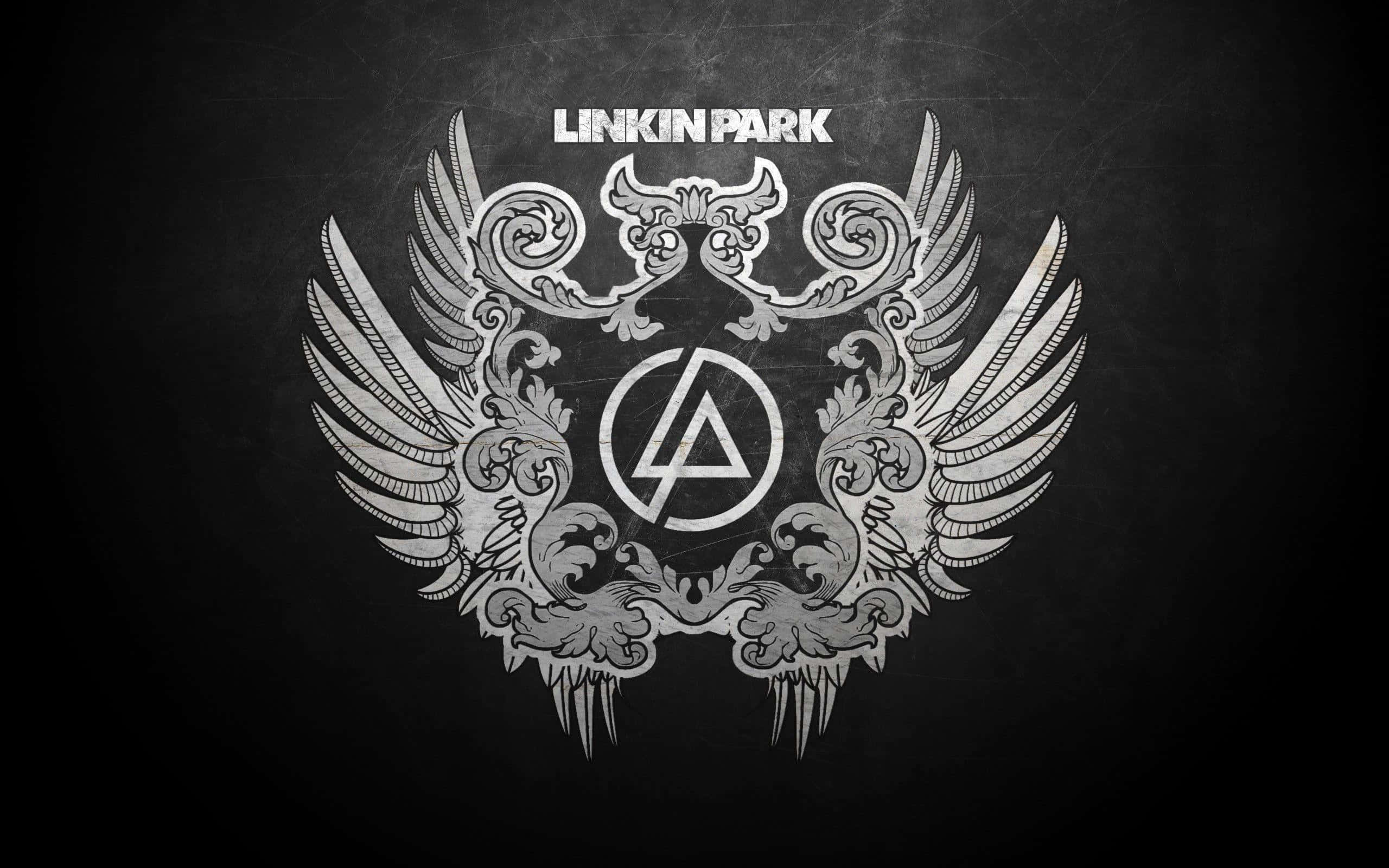 Linkin Park, white Linkin Park logo, ornate wings, 2K Desktop Wallpaper