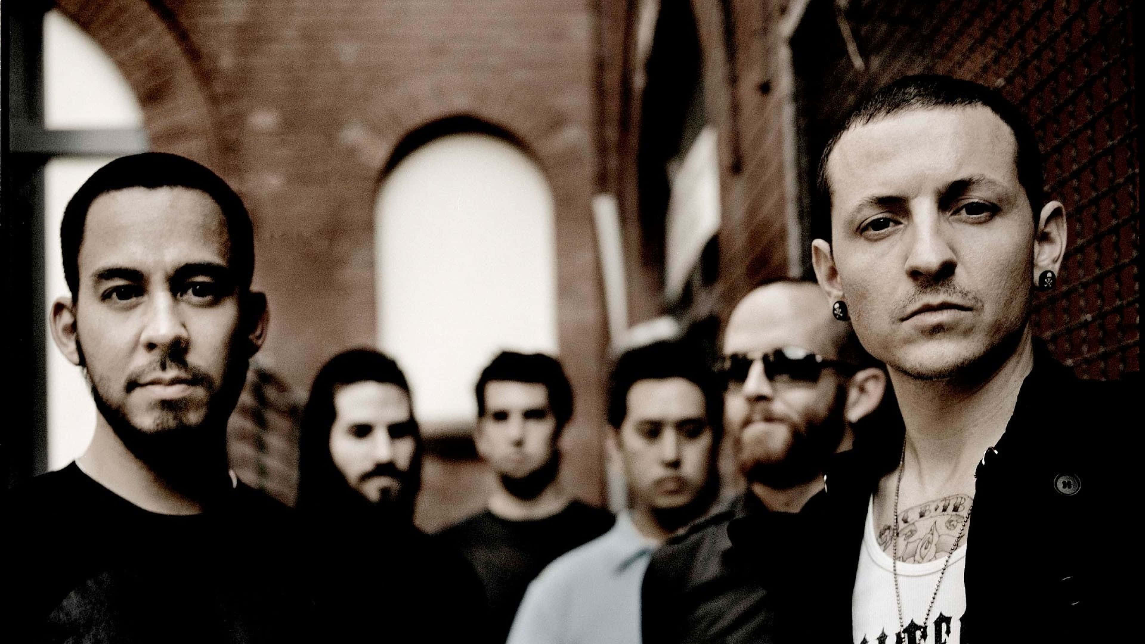Linkin Park, black and white photo, band of men, 4K Desktop Wallpaper