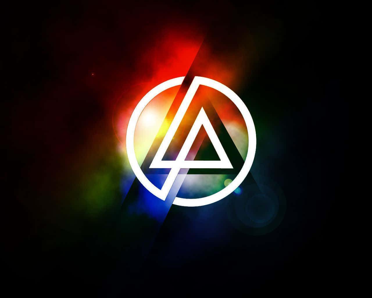 Linkin Park, glowing white logo, triangle inside a circle, HD Desktop Wallpaper