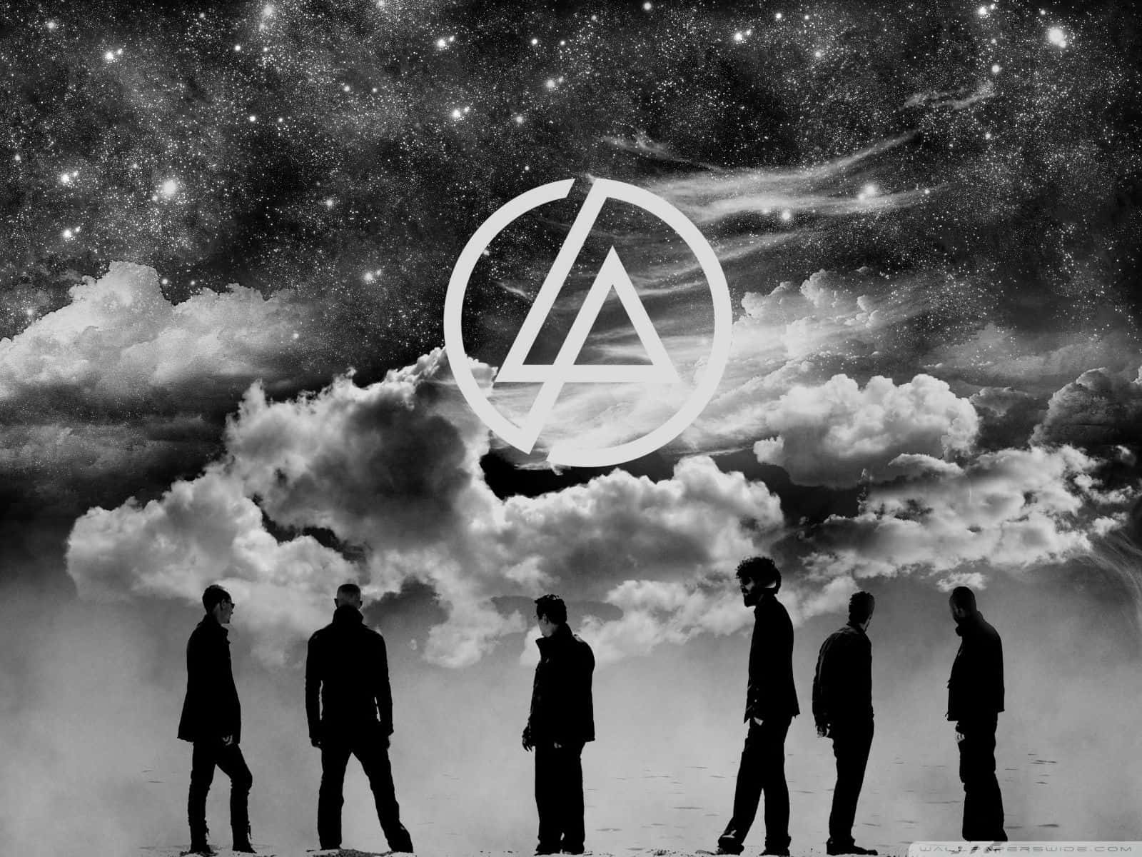 Linkin Park, starry sky, glowing circular logo, HD Desktop Wallpaper