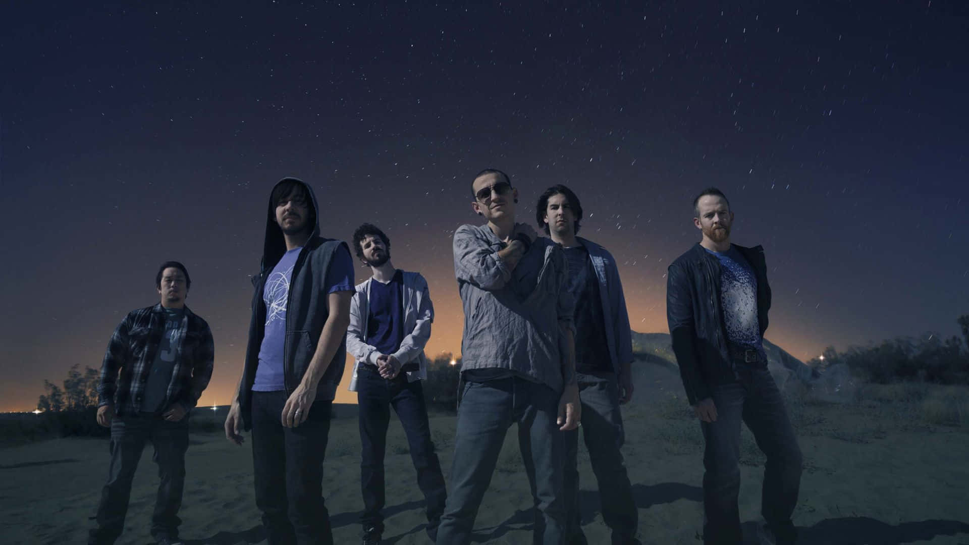 Linkin Park, night, starry night sky, Full HD Desktop Wallpaper