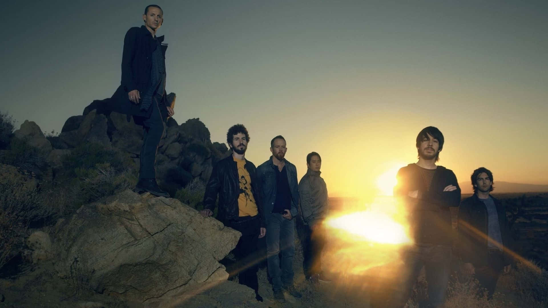 Linkin Park, sunset, rocky terrain, Full HD Desktop Wallpaper