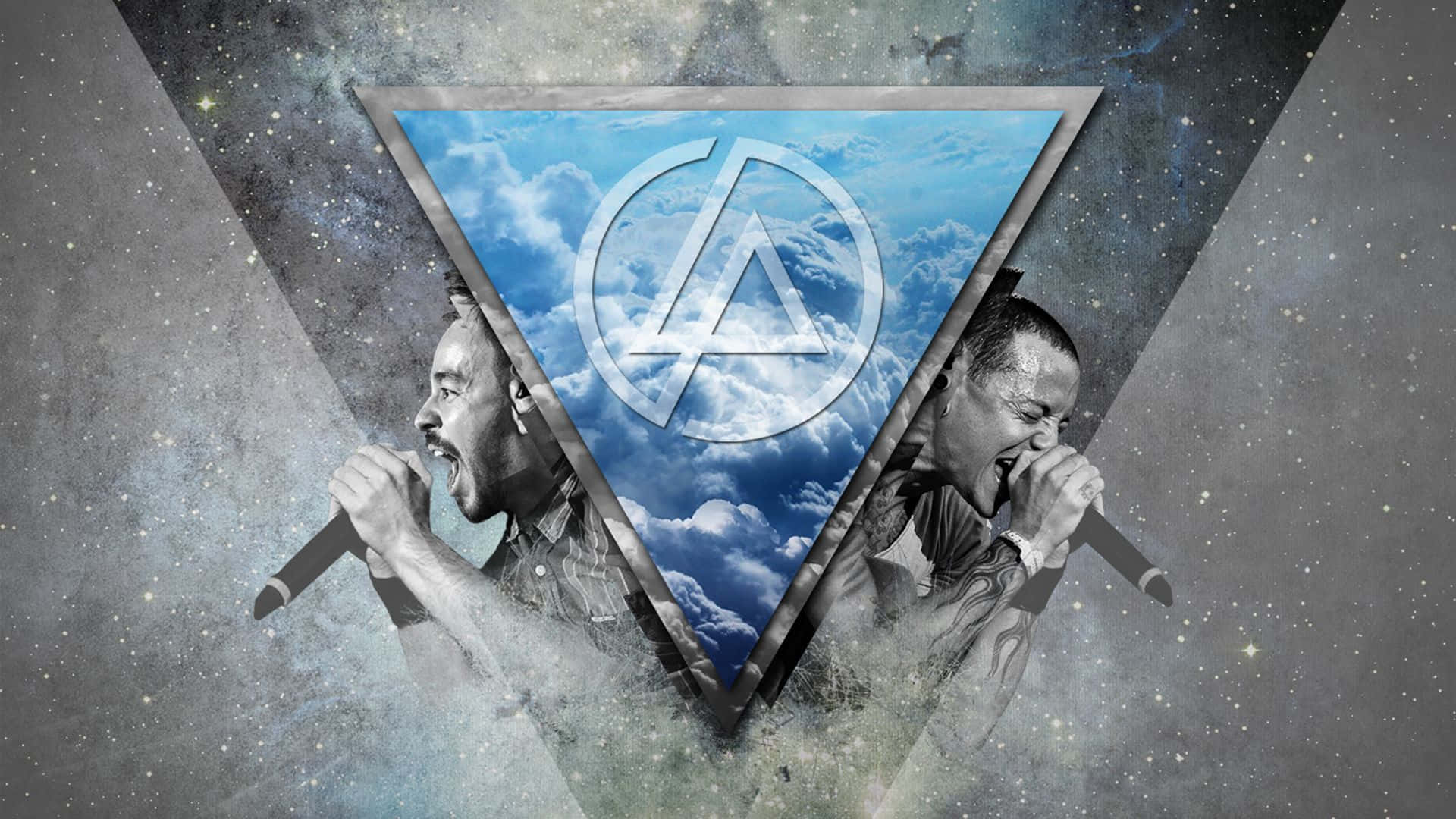 Linkin Park, microphones, triangle, Full HD Desktop Wallpaper