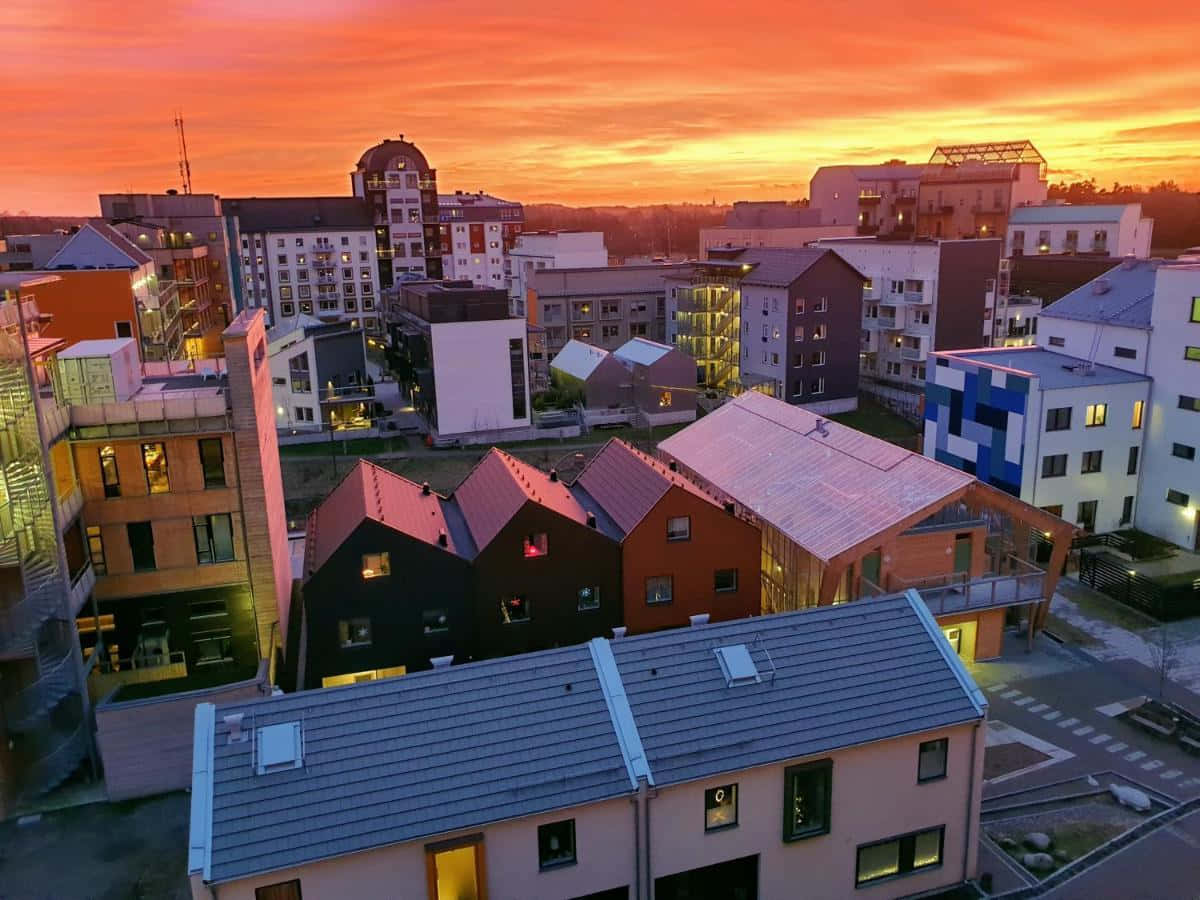 Linköping, sunset, urban landscape, SD Desktop Wallpaper