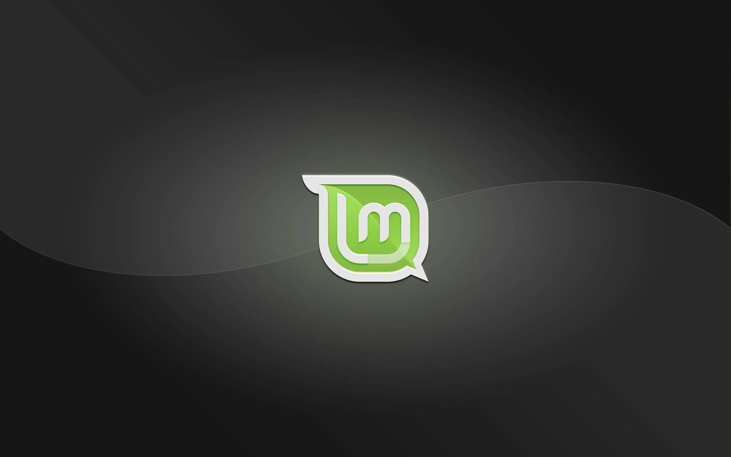 Linux Mint, glowing green, white outline, 2K Desktop Wallpaper