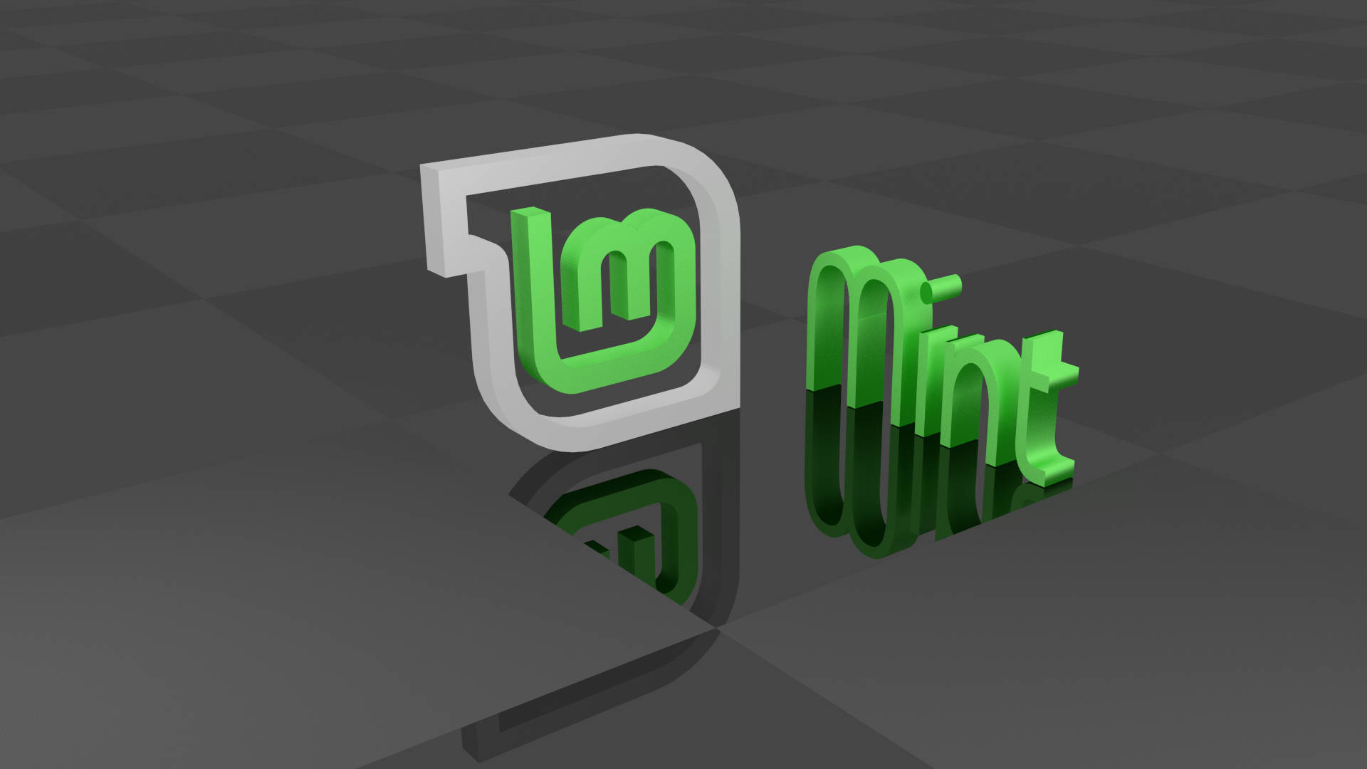 Linux Mint, 3D logo, green, Full HD Desktop Wallpaper