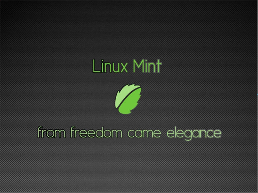 Linux Mint, green leaf, dark textured background, SD Desktop Wallpaper