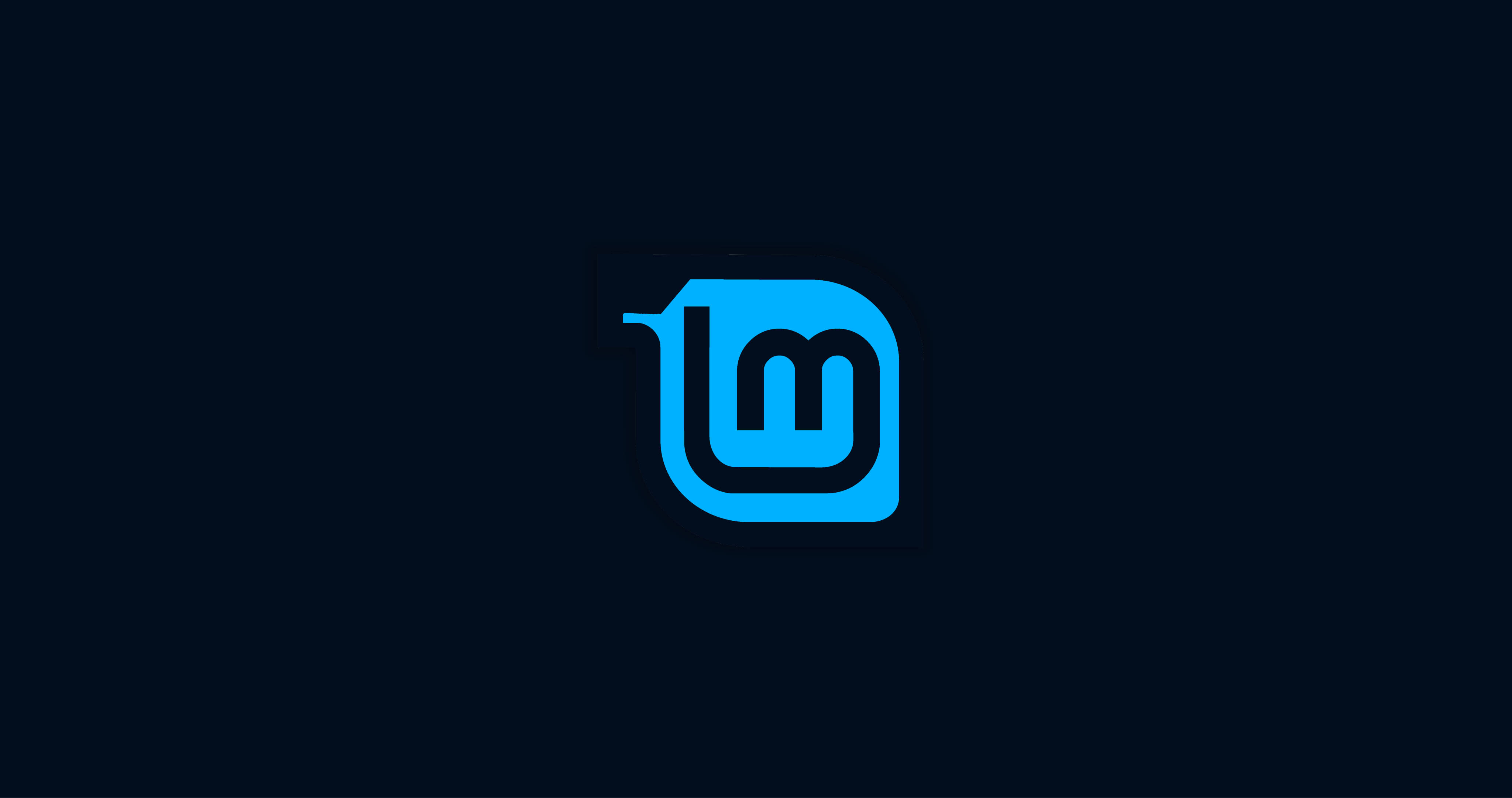 Linux Mint, blue logo, black outline, 4K Desktop Wallpaper