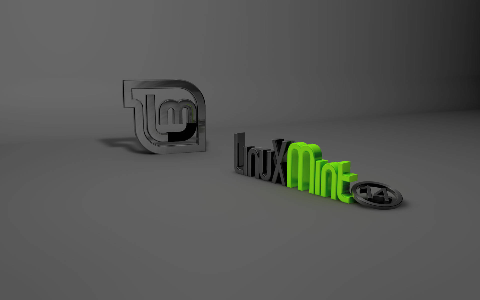 Linux Mint 14, metallic gray, vibrant green, Full HD Desktop Wallpaper