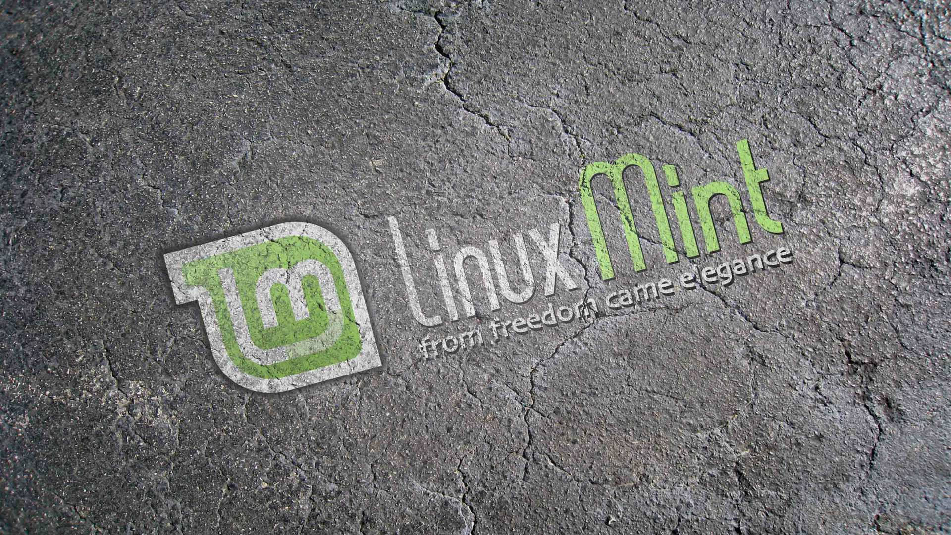 Linux Mint, cracked ground, gray concrete, Full HD Desktop Wallpaper