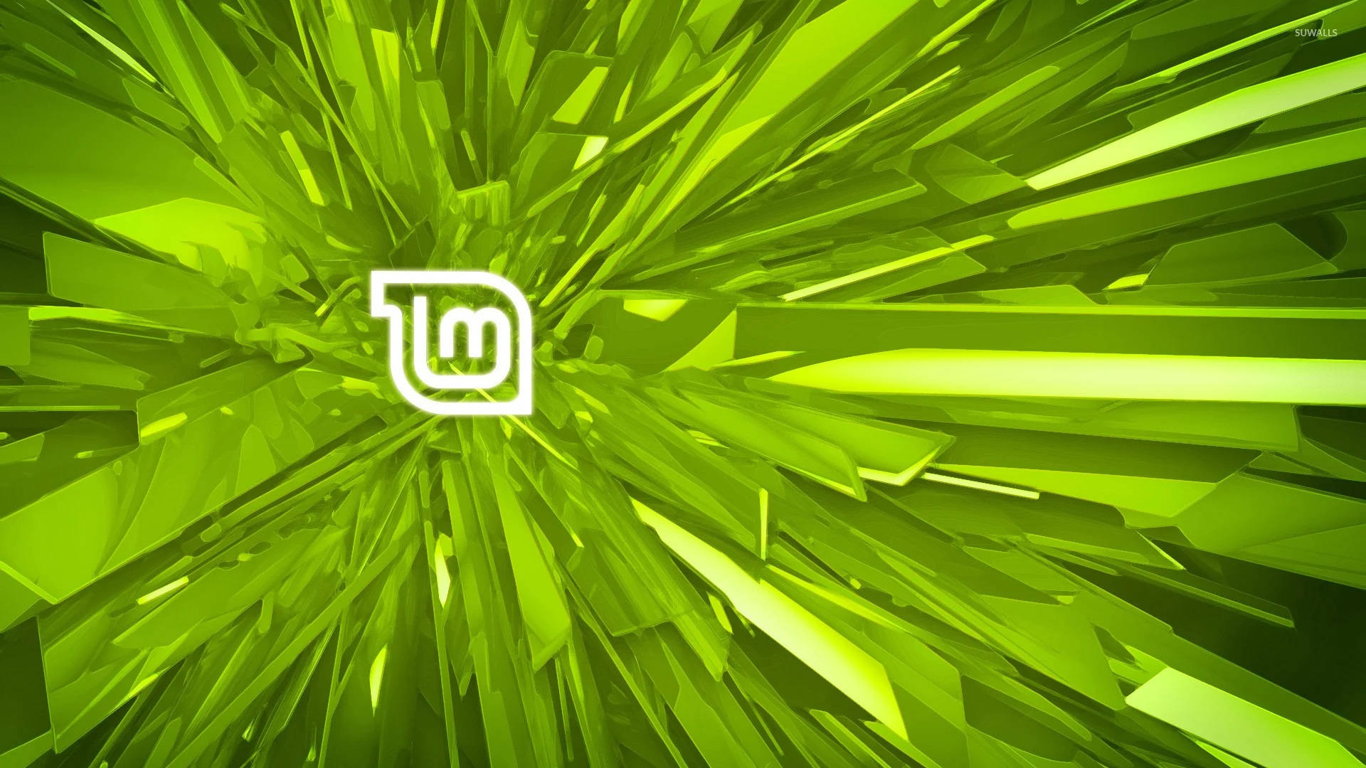 Linux Mint, 3D Spikes Effect, white stylized logo, Full HD Desktop Wallpaper