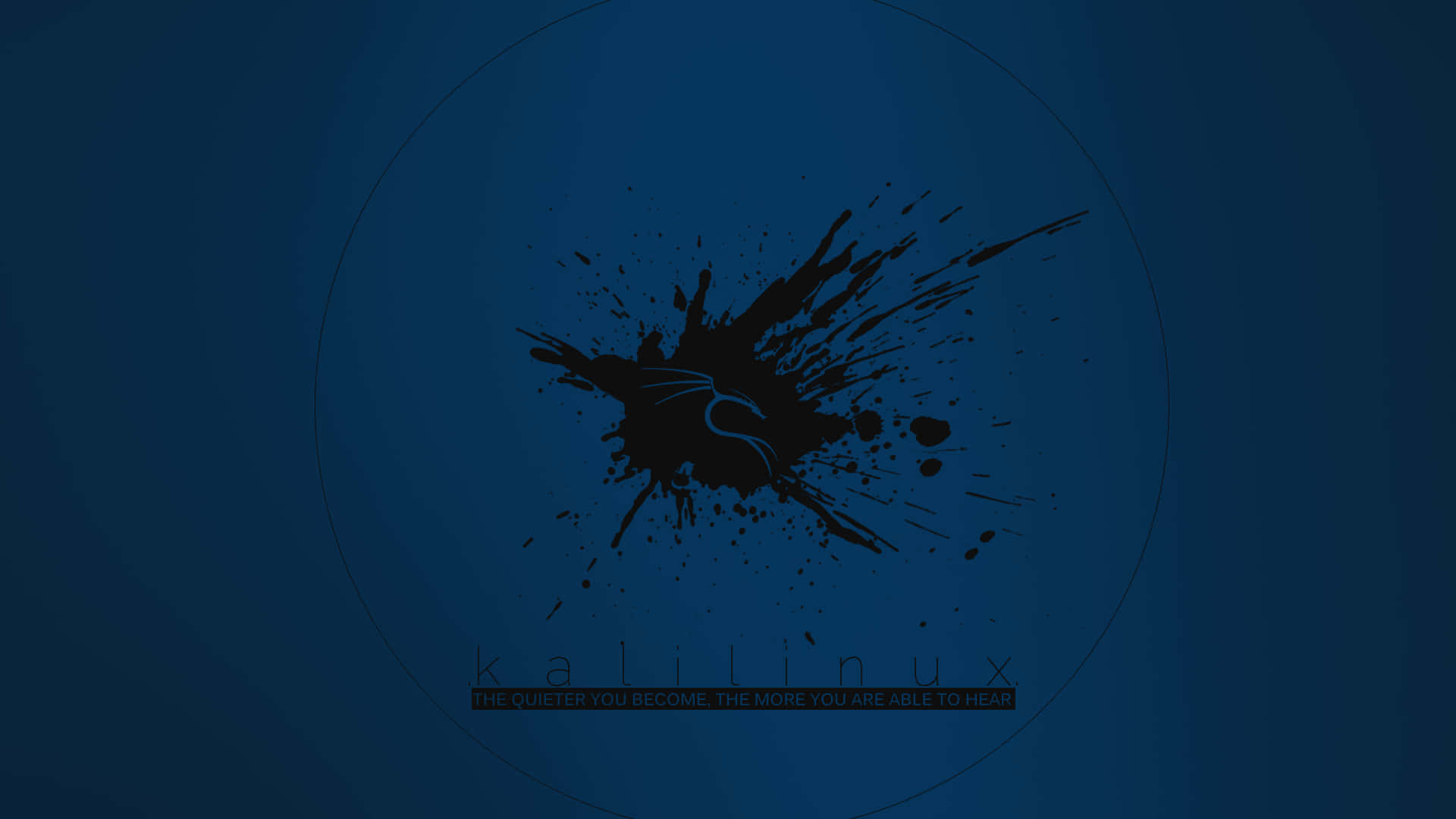 kalilinux, dark blue gradient, black ink splatter, Full HD Desktop Wallpaper
