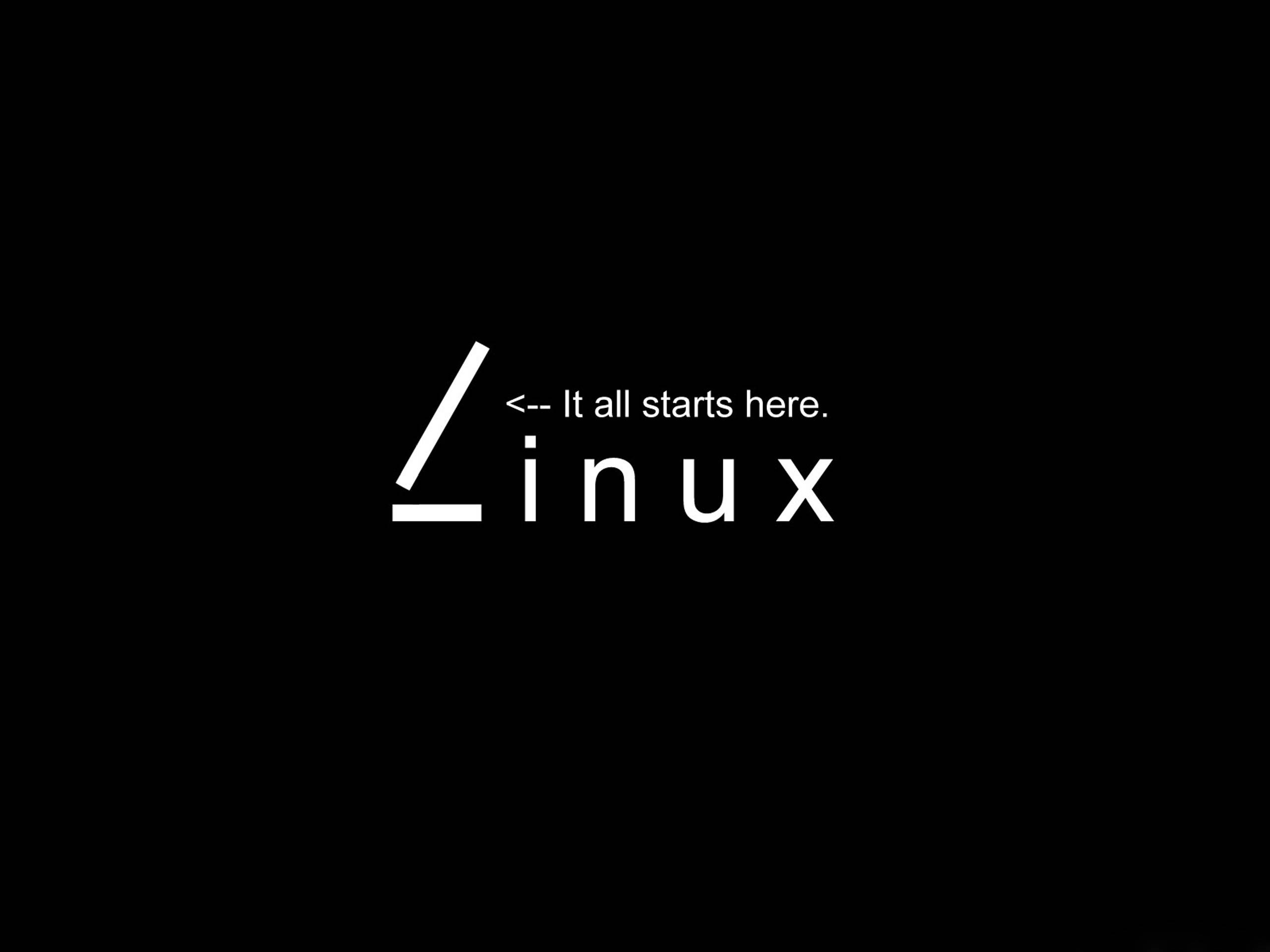 Linux, minimalist, black background, 2K Desktop Wallpaper