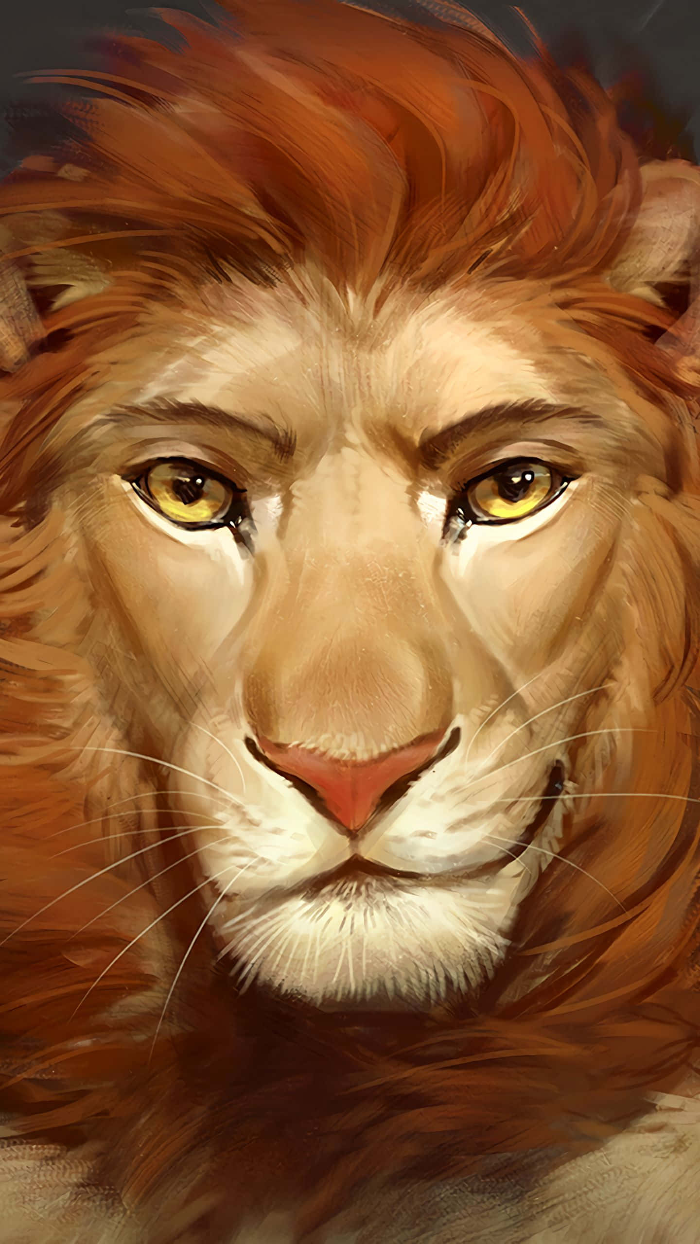 Lion Face, golden eyes, full mane, 2K Phone Wallpaper