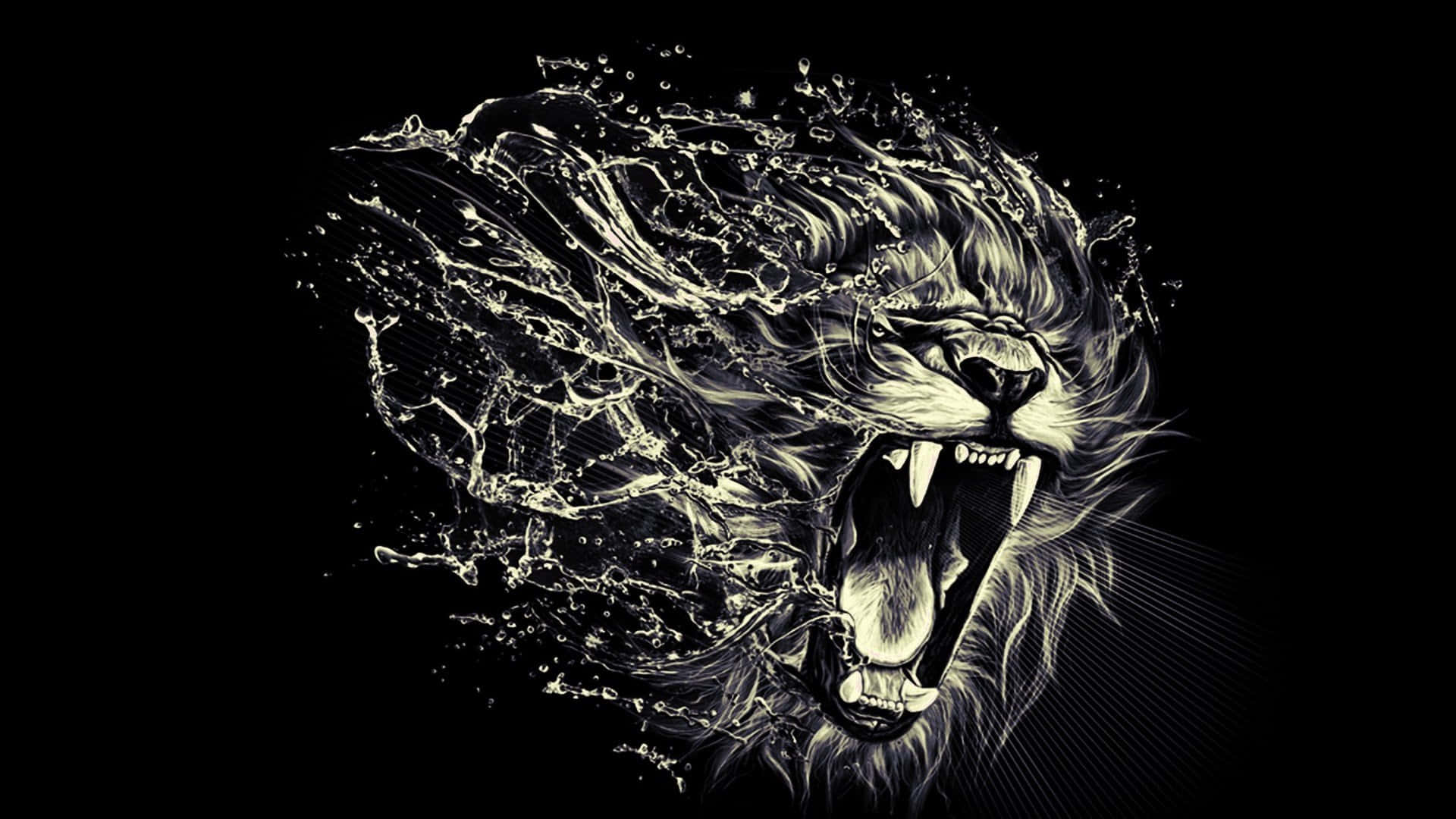 Angry Lion Face, roaring lion's head, explosive white water splashes, Full HD Desktop Wallpaper