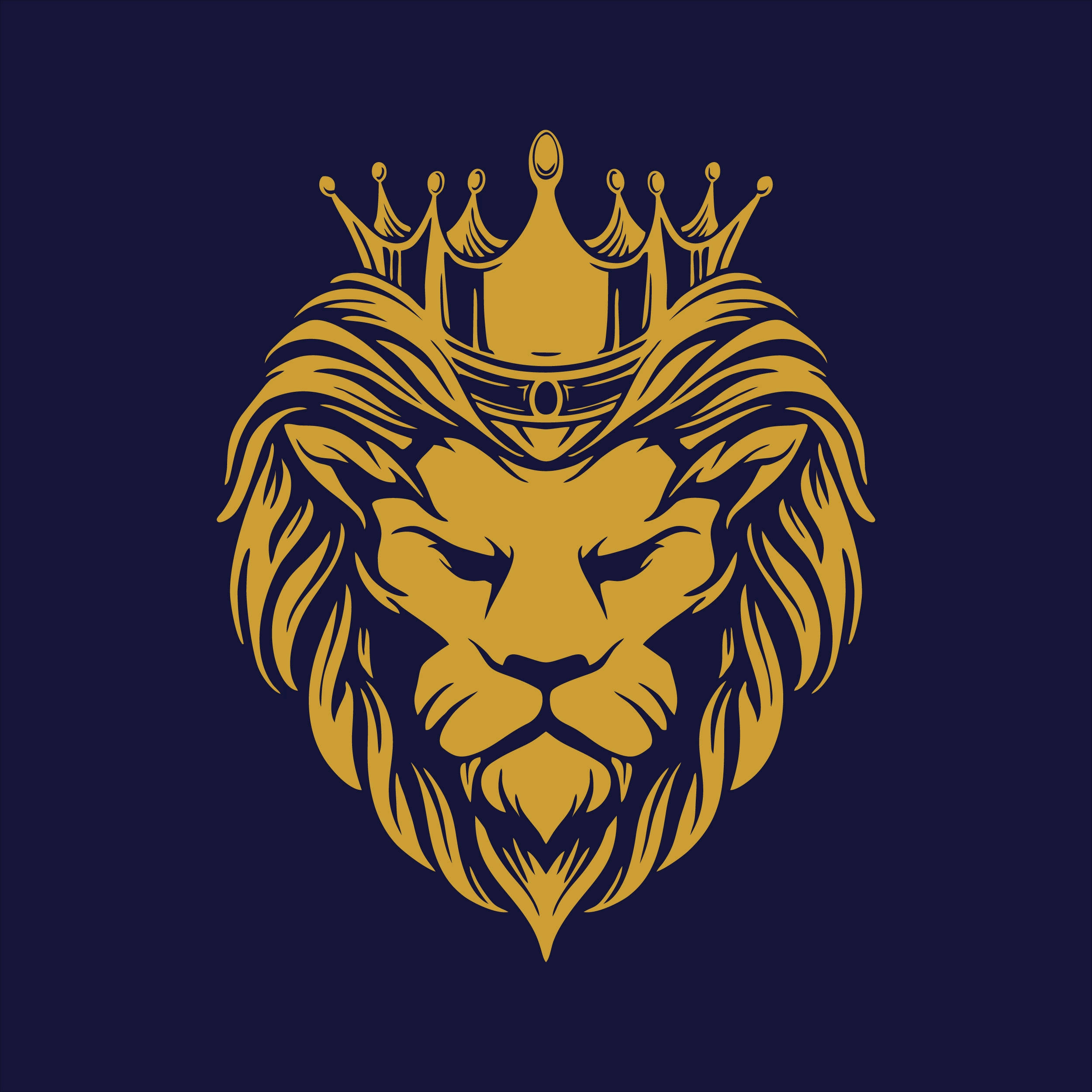 lion head, crown, blue, Full HD Desktop Wallpaper
