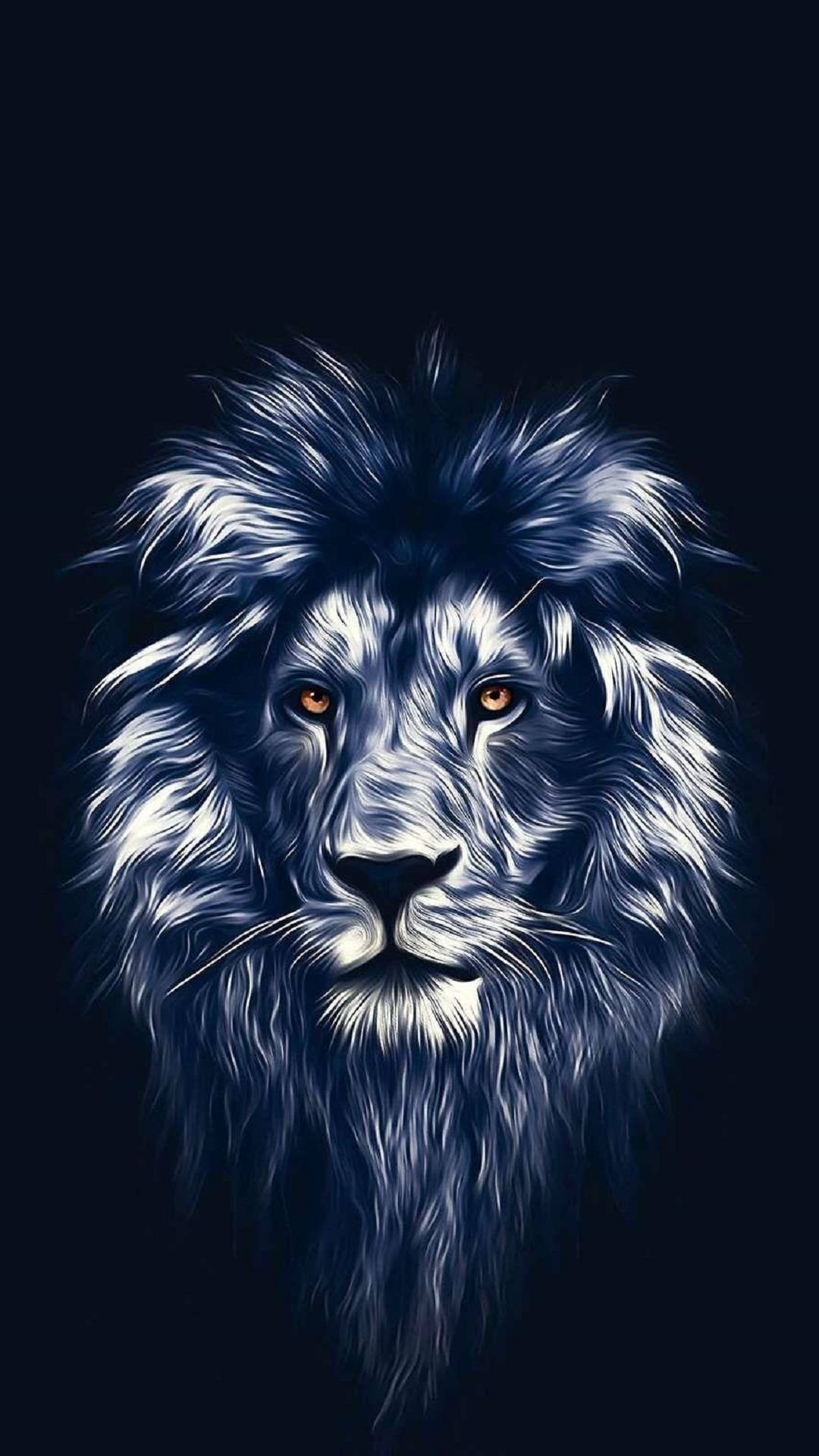 Lion Head, black, glowing amber eyes, Full HD Phone Wallpaper