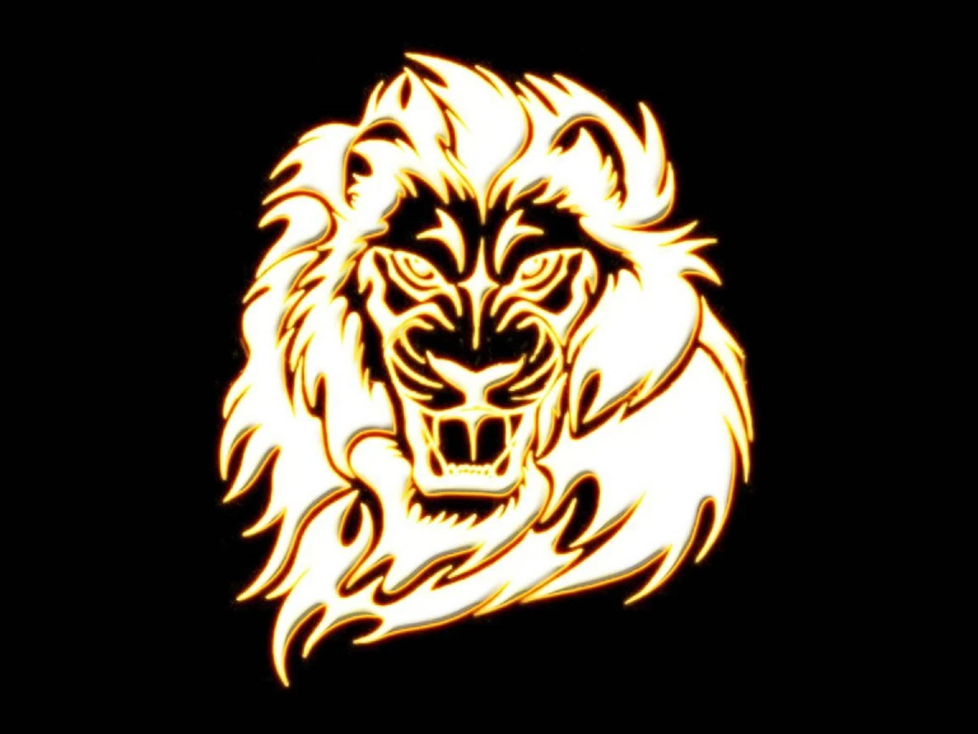shiny lion head, black, glowing golden lion head, Full HD Desktop Wallpaper