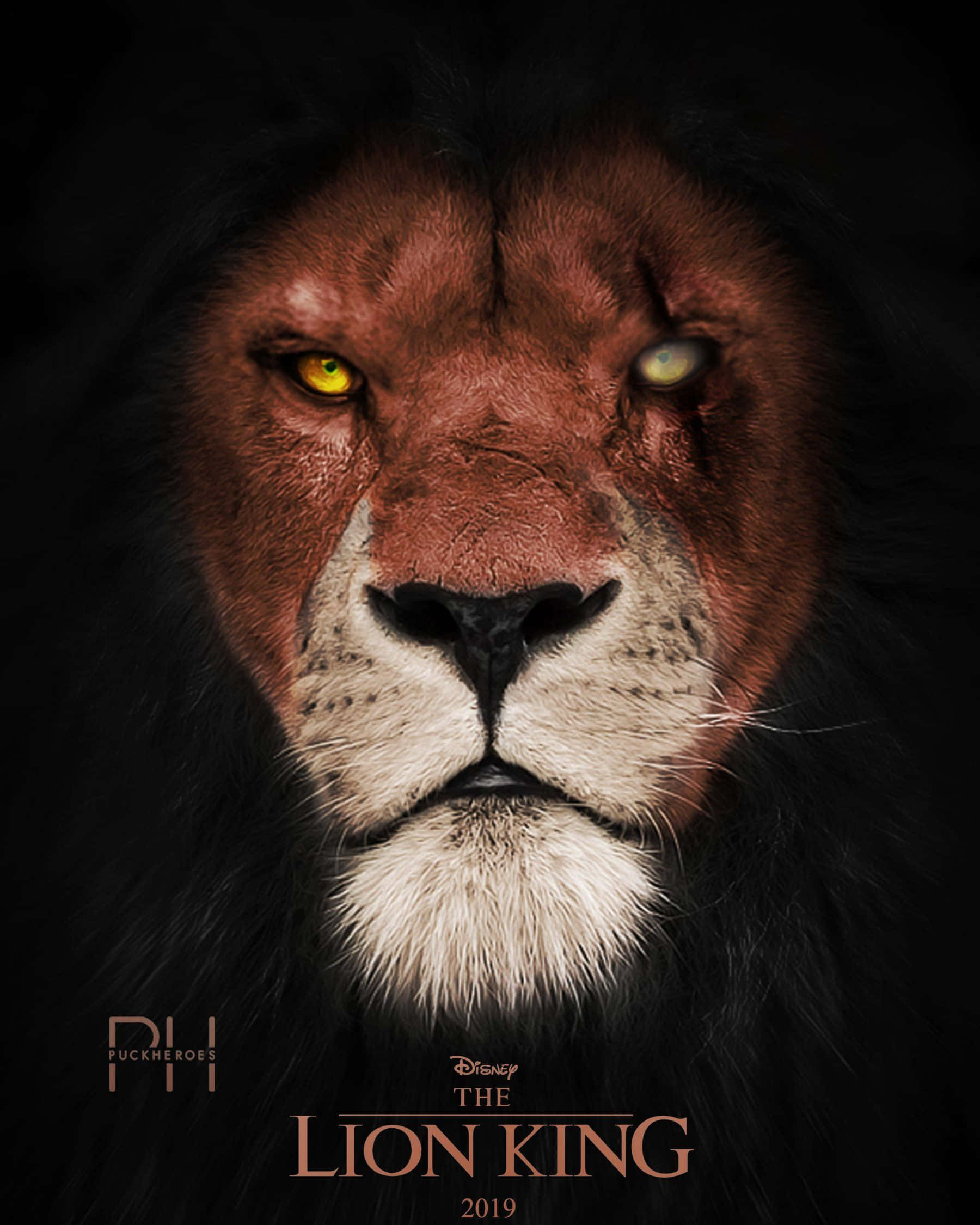 Lion King Scar, yellow eyes, weathered face, Full HD Phone Wallpaper