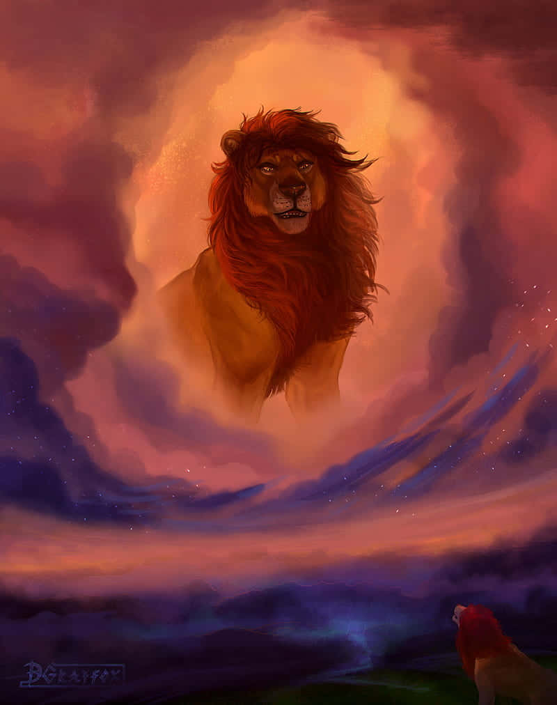 Lion King Scar, fiery orange, deep purple, SD Phone Wallpaper