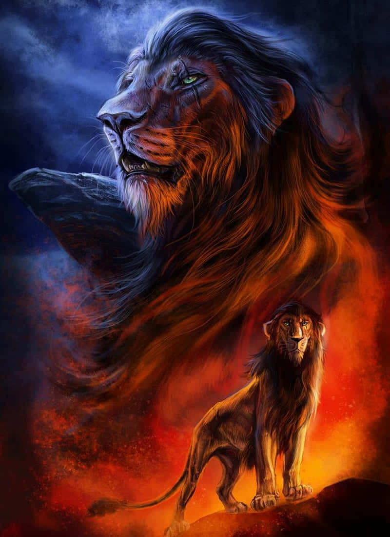 Lion King, Scar, glowing green eyes, SD Phone Wallpaper