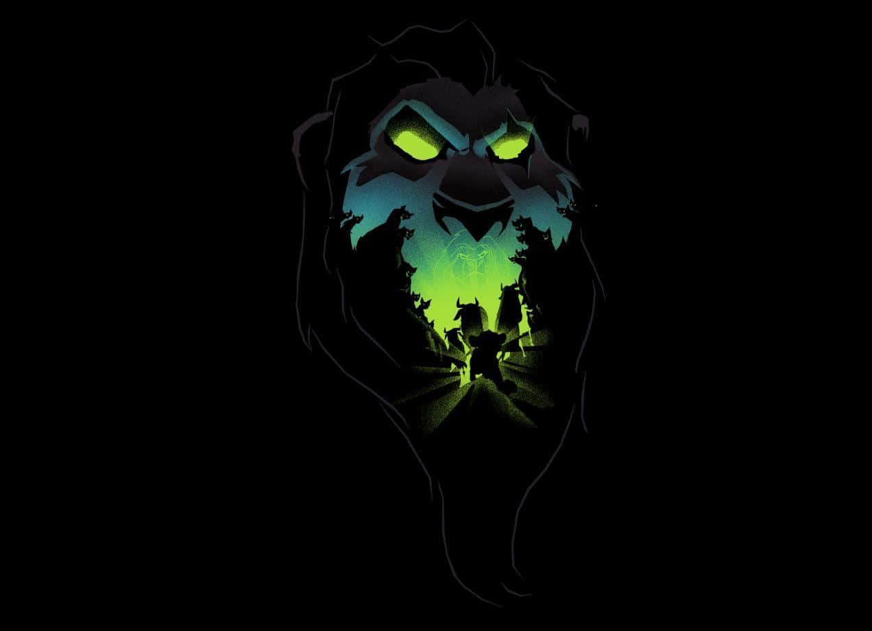 Lion King Scar, green-eyed lion, glowing green path, SD Desktop Wallpaper