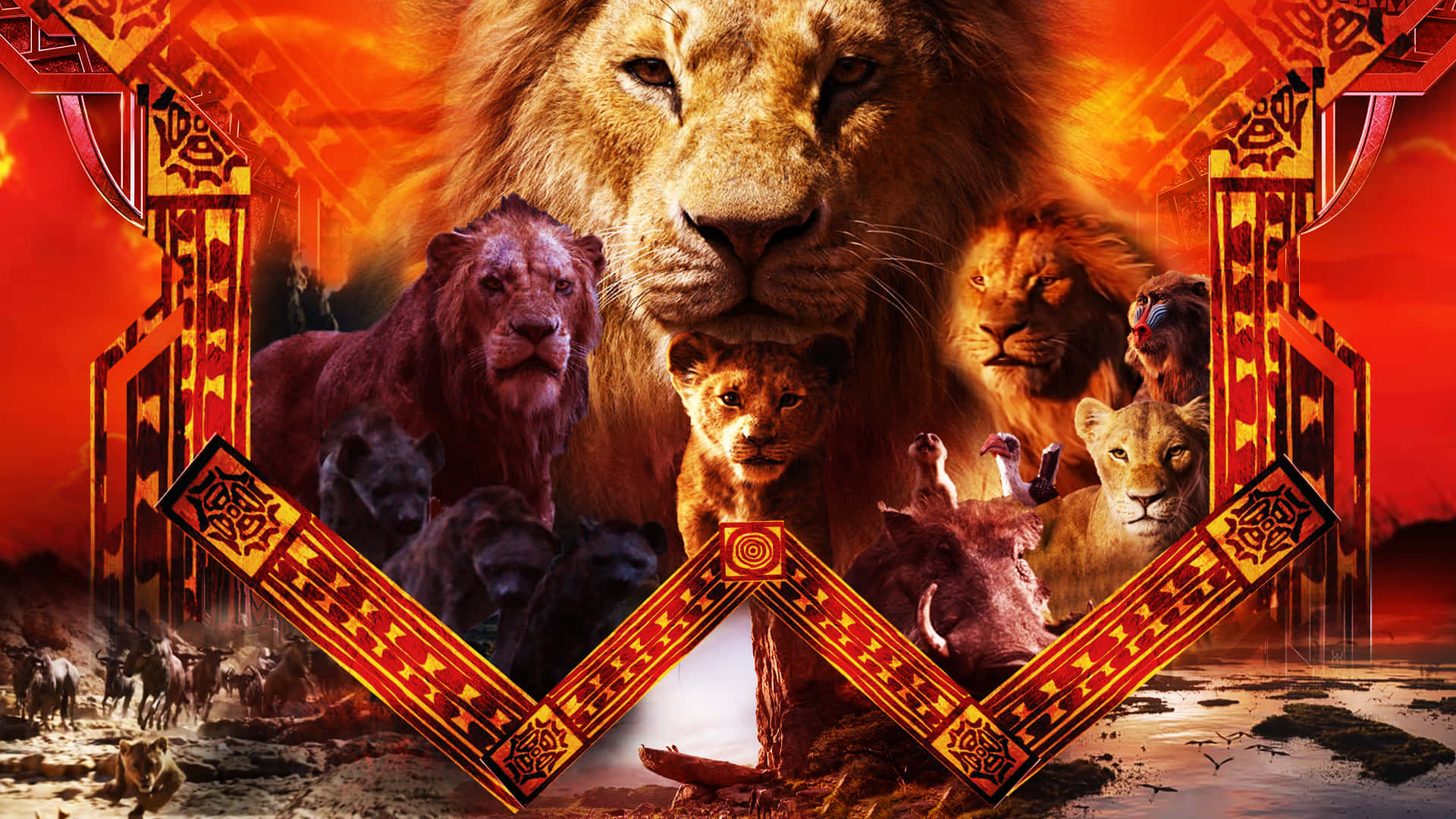 Scar, The Lion King, fiery throne, Full HD Desktop Wallpaper