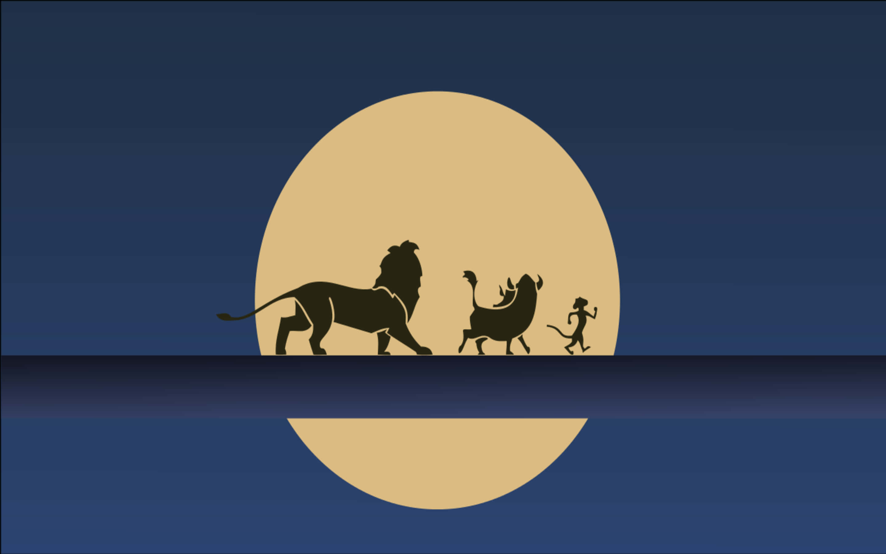 Lion King, moon, pale yellow moon, 2K Desktop Wallpaper