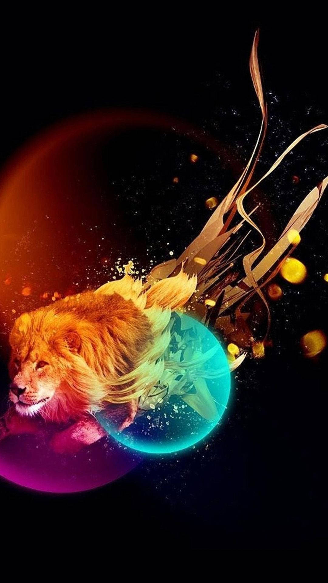 Lion Galaxy, glowing blue sphere, cosmic backdrop, Full HD Phone Wallpaper