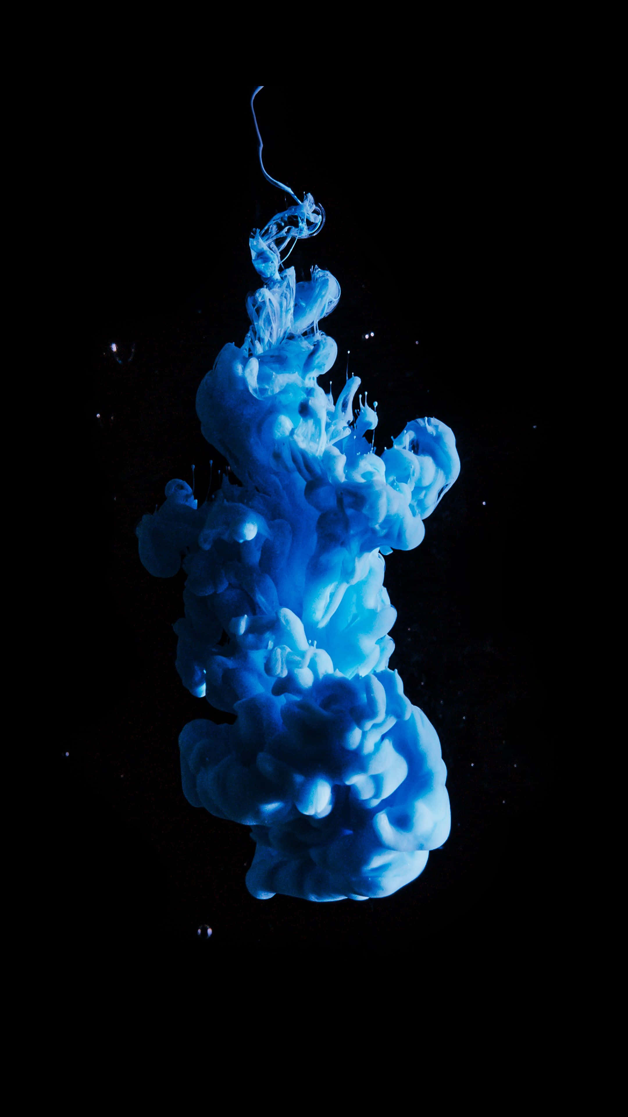 blue amoled, vivid blue ink, pure black background, 4K Phone Wallpaper