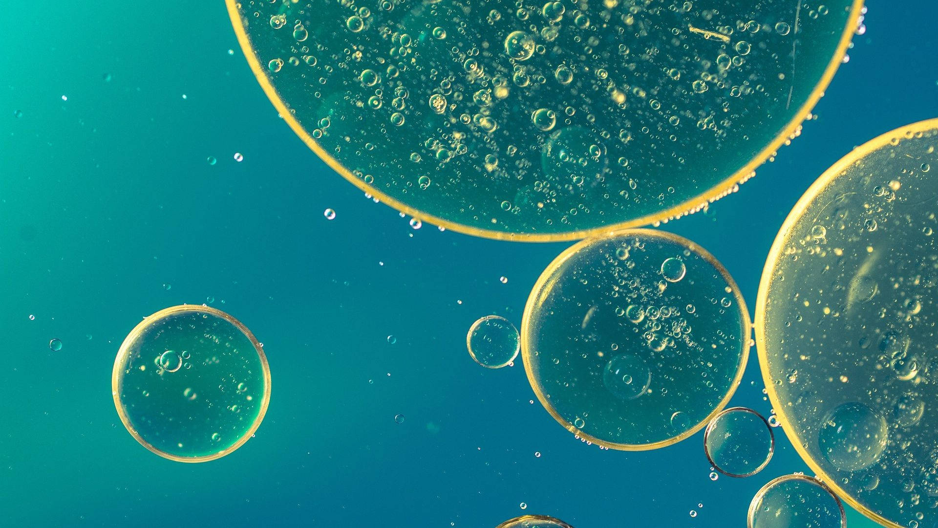 volatile liquid substance, glistening oil droplets, vibrant teal liquid, Full HD Desktop Wallpaper