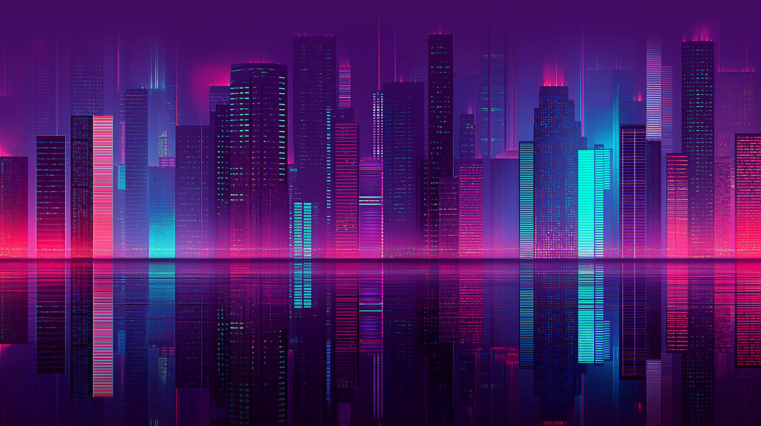 neon purple, neon pink, neon cyan, 2K Desktop Wallpaper