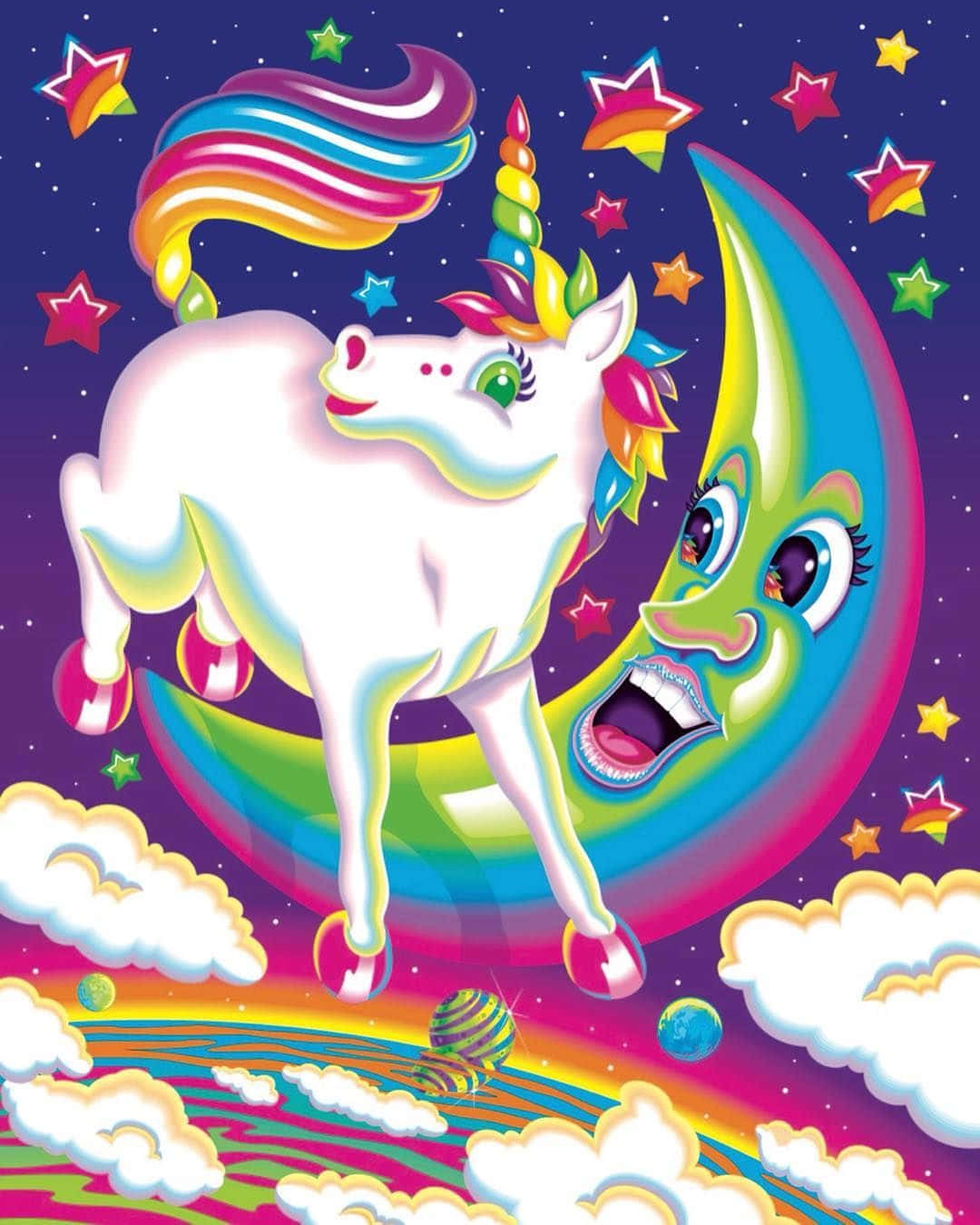Lisa Frank Unicorn, rainbow mane, rainbow horn, HD Phone Wallpaper
