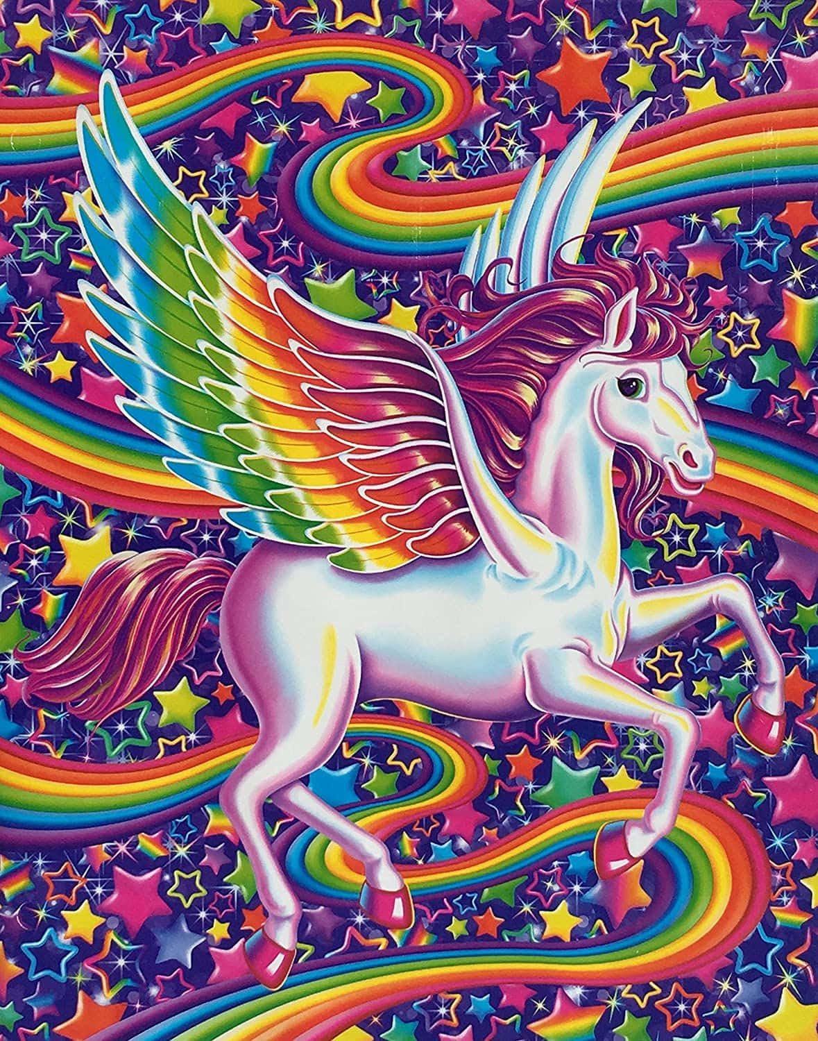 Lisa Frank Unicorn, vibrant winged unicorn, cosmic swirl, HD Phone Wallpaper