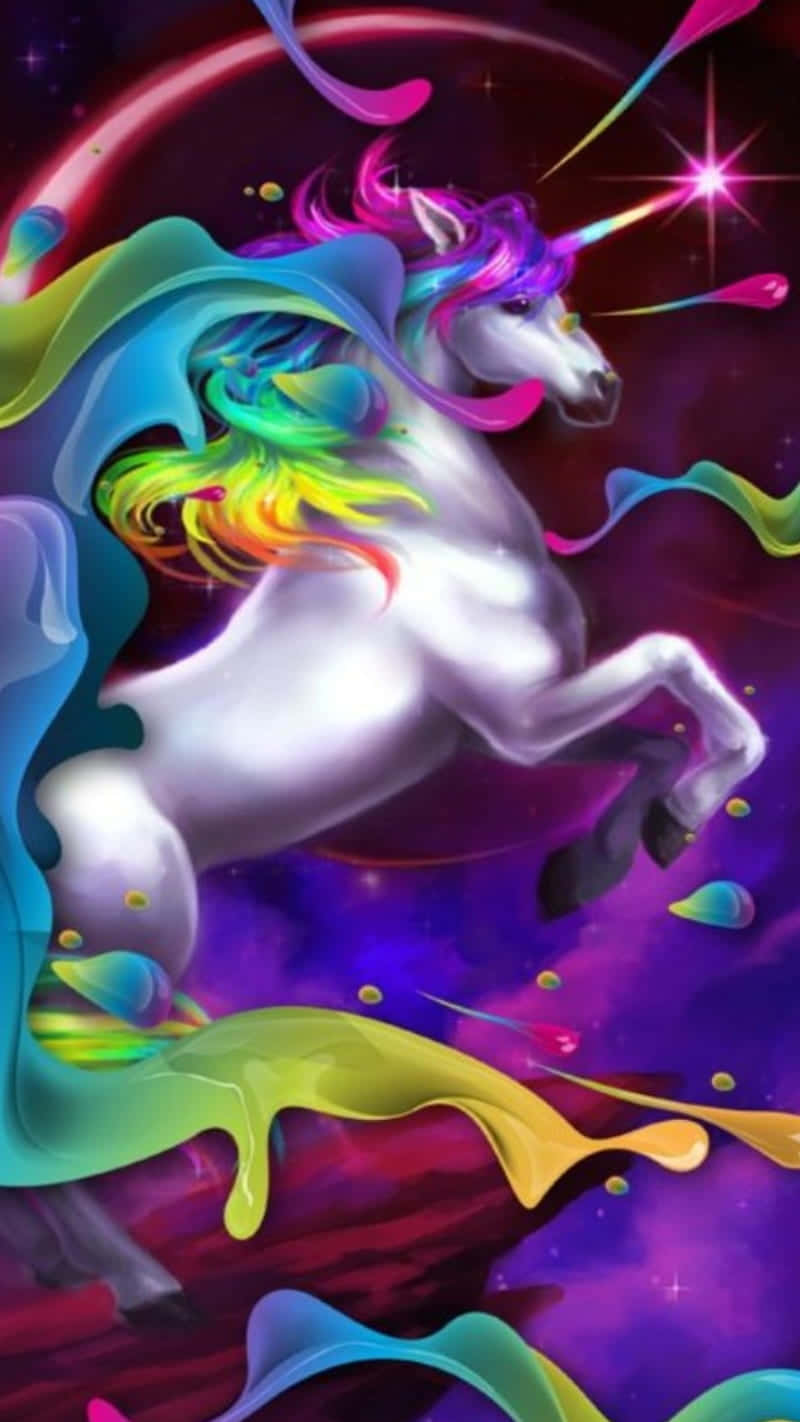 Lisa Frank Unicorn, white unicorn, rainbow mane, HD Phone Wallpaper