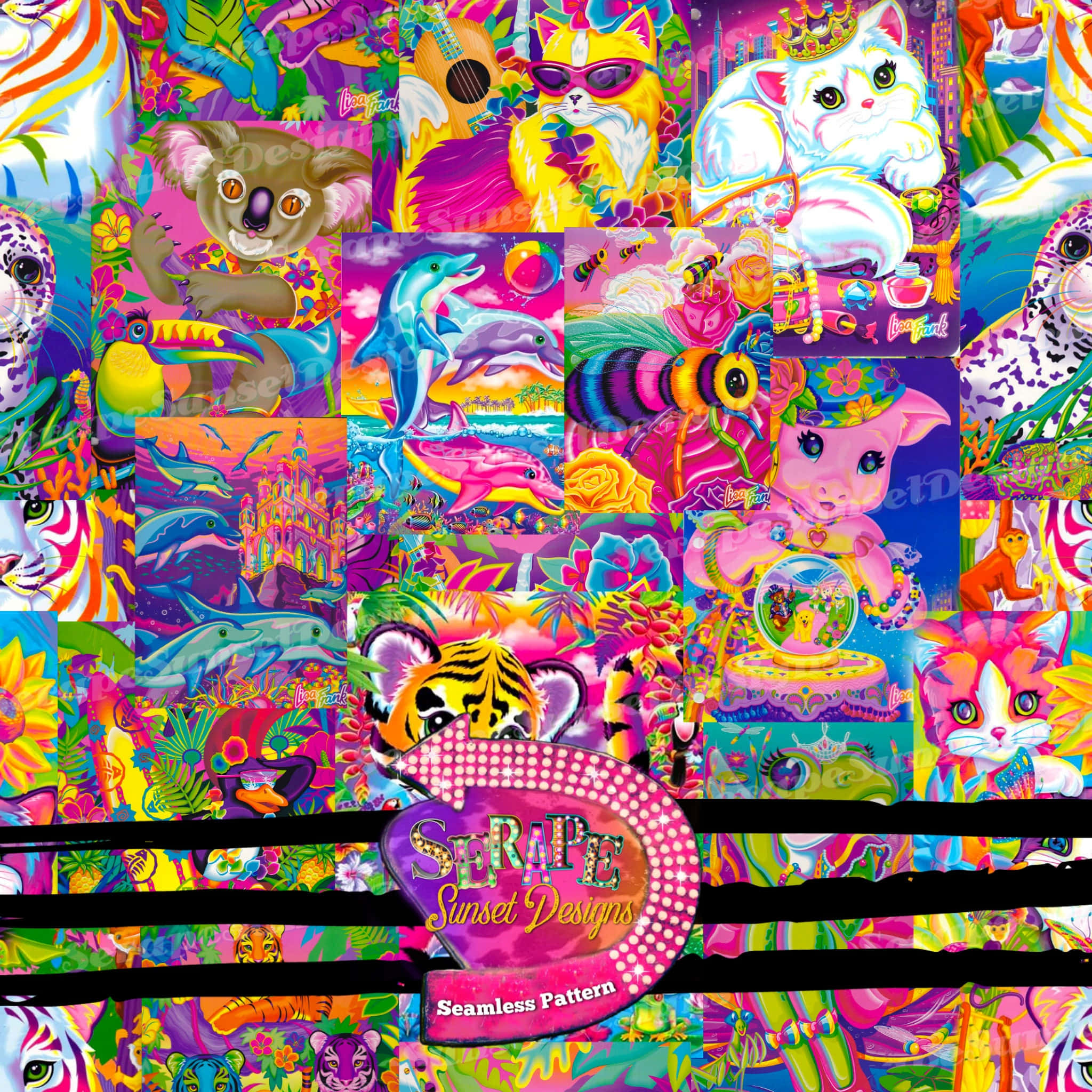 Lisa Frank Unicorn, rainbow of colors, neon colors, Full HD Desktop Wallpaper